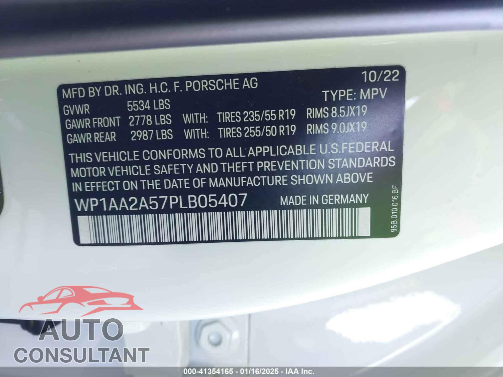 PORSCHE MACAN 2023 - WP1AA2A57PLB05407