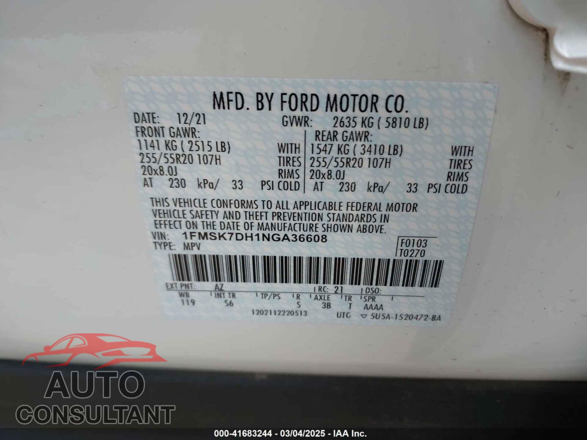 FORD EXPLORER 2022 - 1FMSK7DH1NGA36608