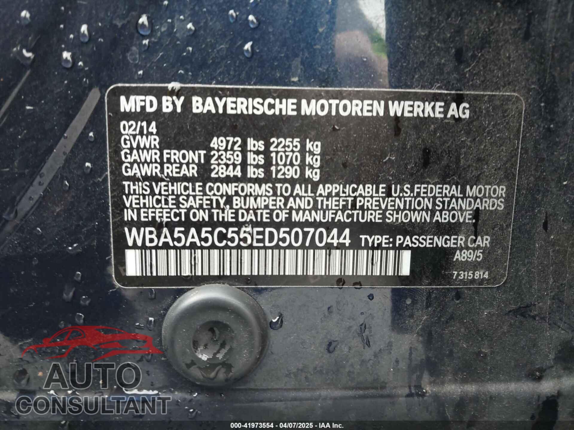 BMW 528I 2014 - WBA5A5C55ED507044