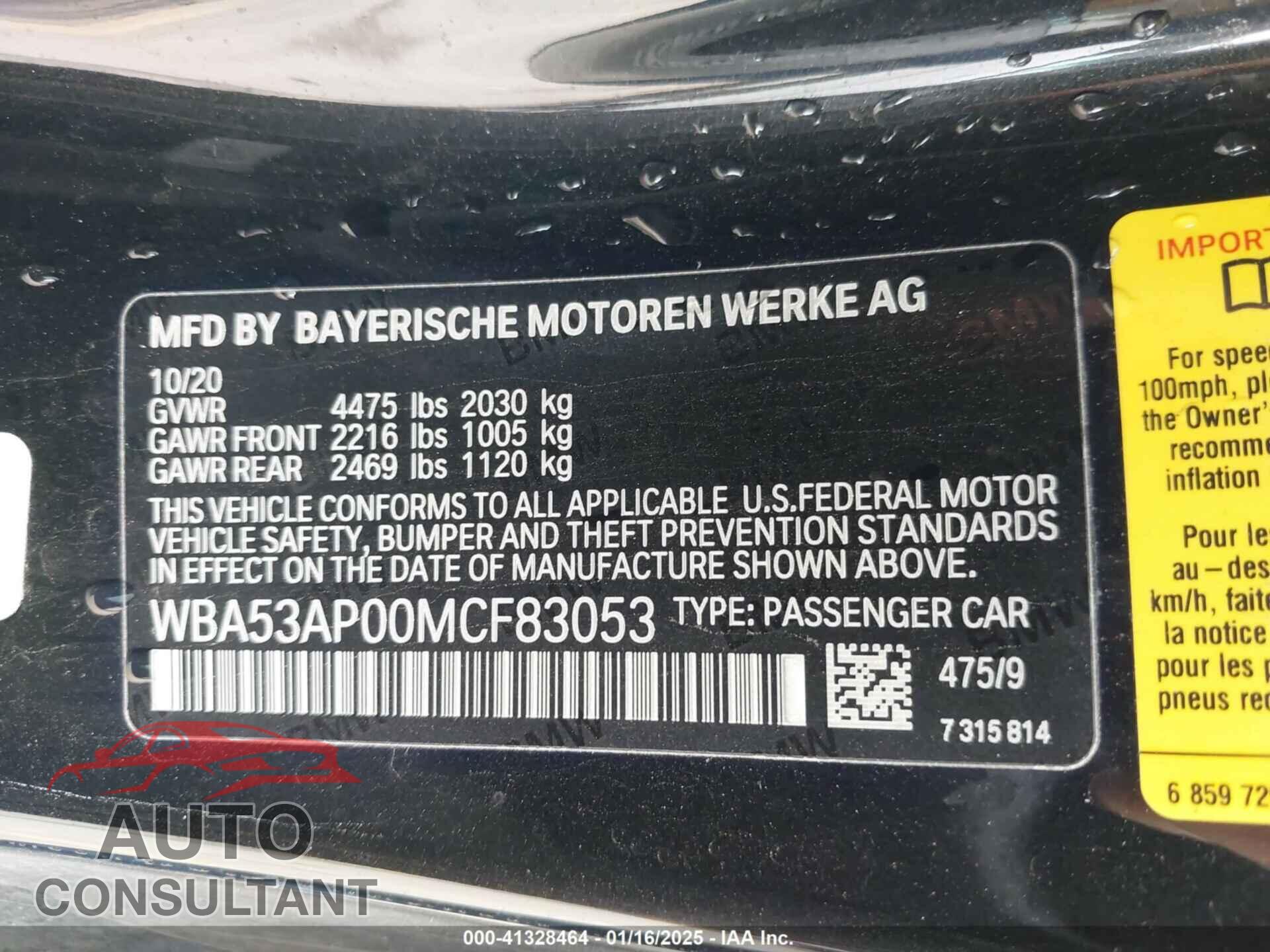 BMW 430I 2021 - WBA53AP00MCF83053