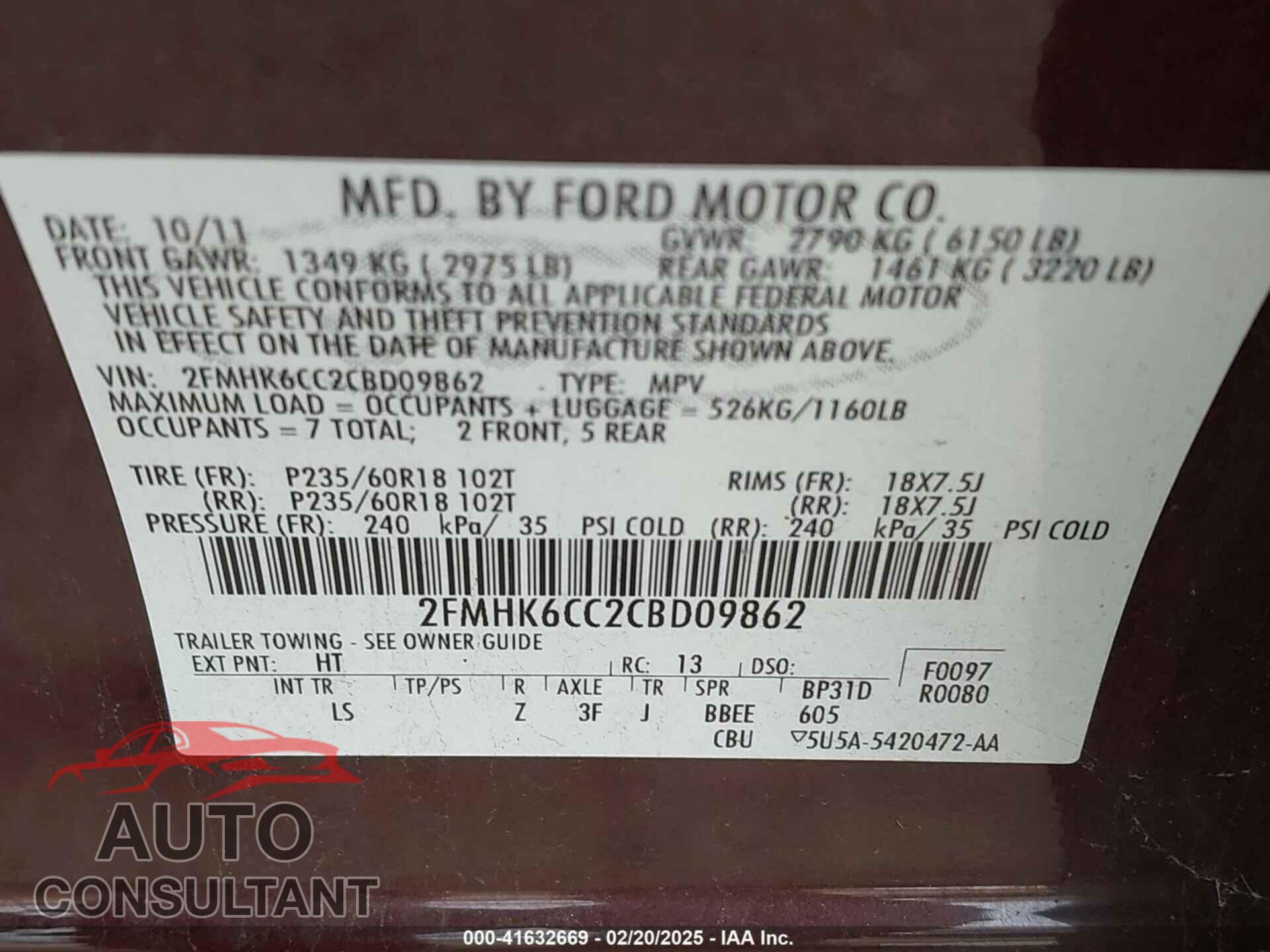 FORD FLEX 2012 - 2FMHK6CC2CBD09862