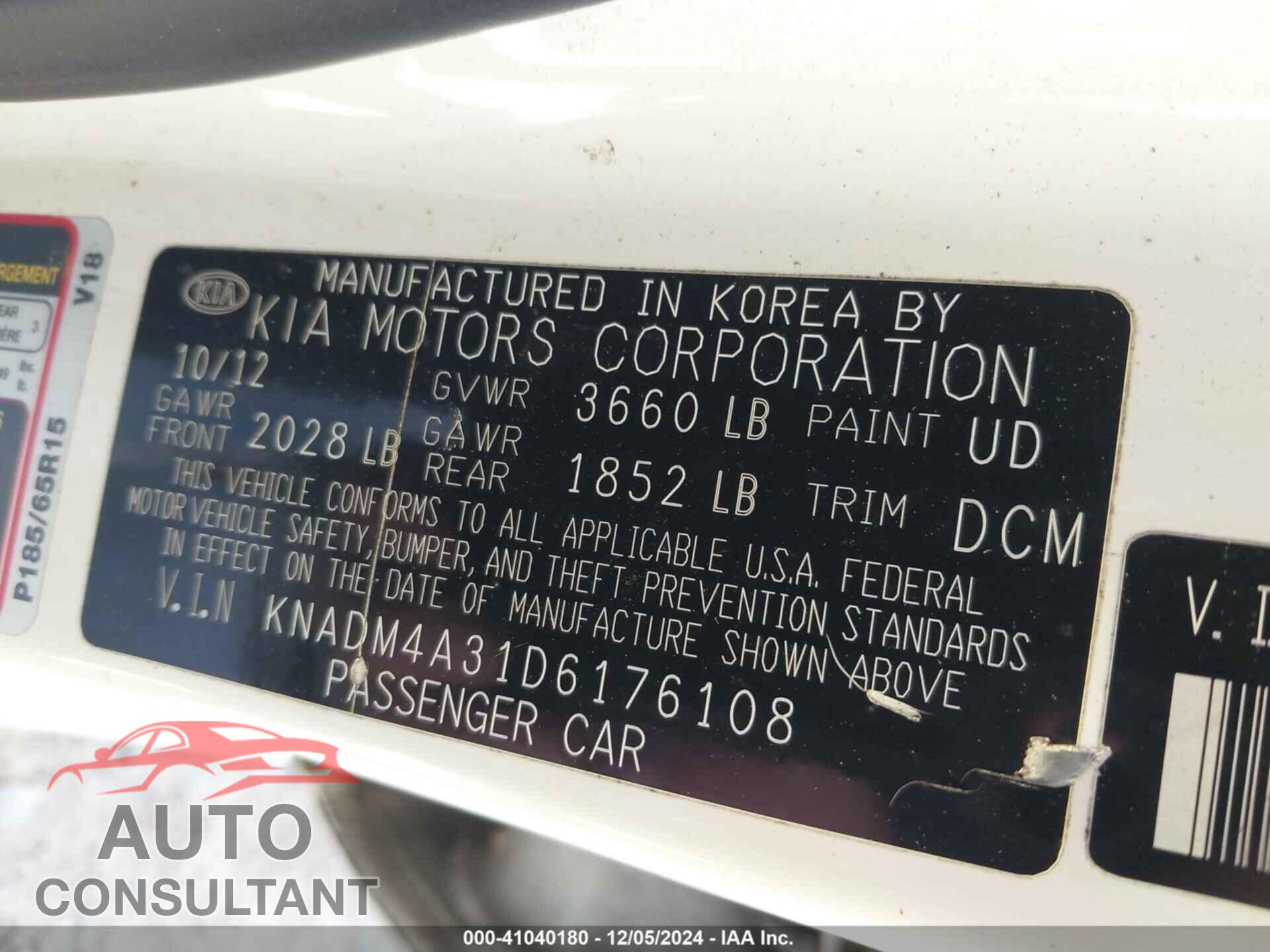 KIA RIO 2013 - KNADM4A31D6176108
