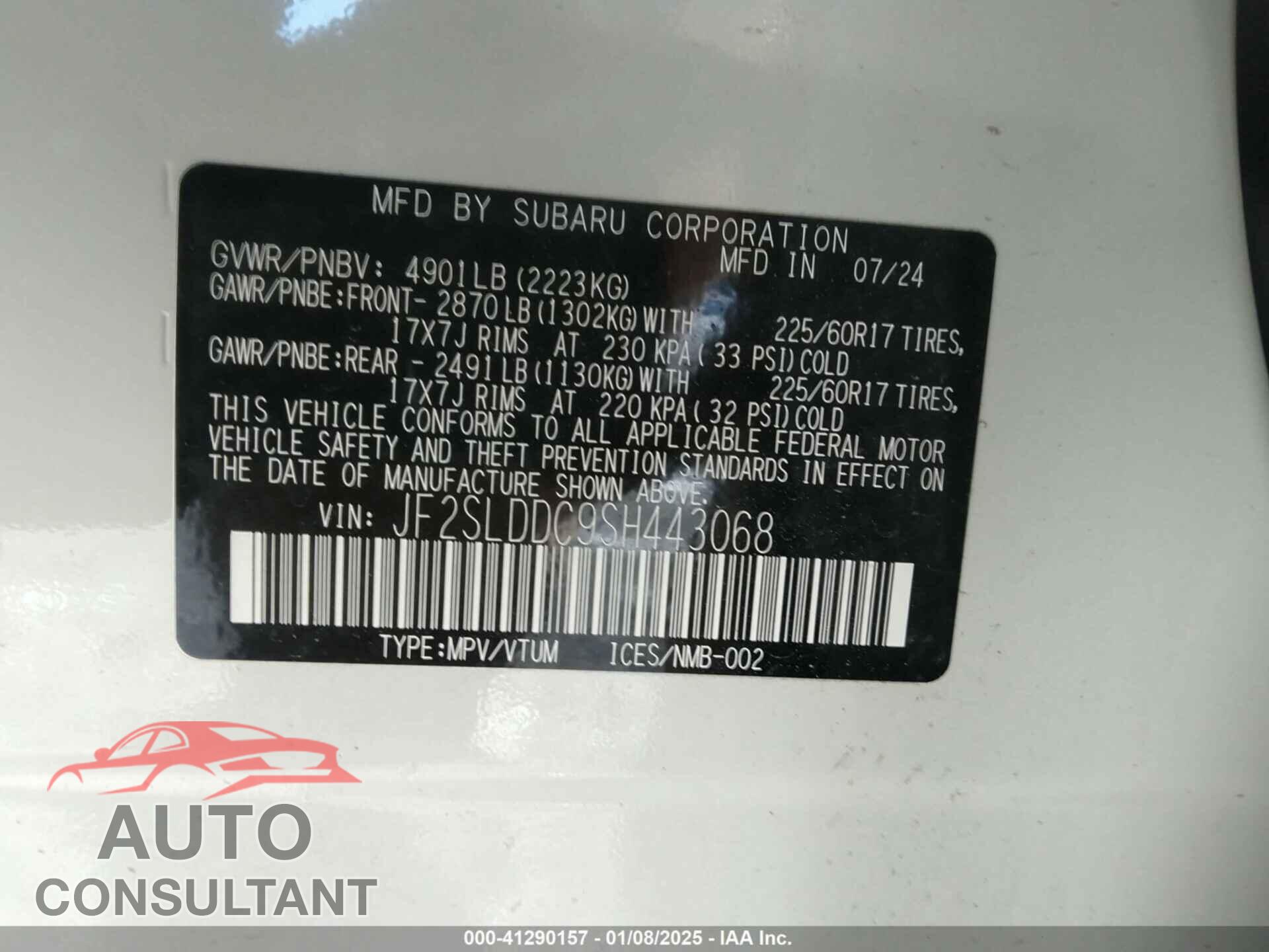 SUBARU FORESTER 2025 - JF2SLDDC9SH443068