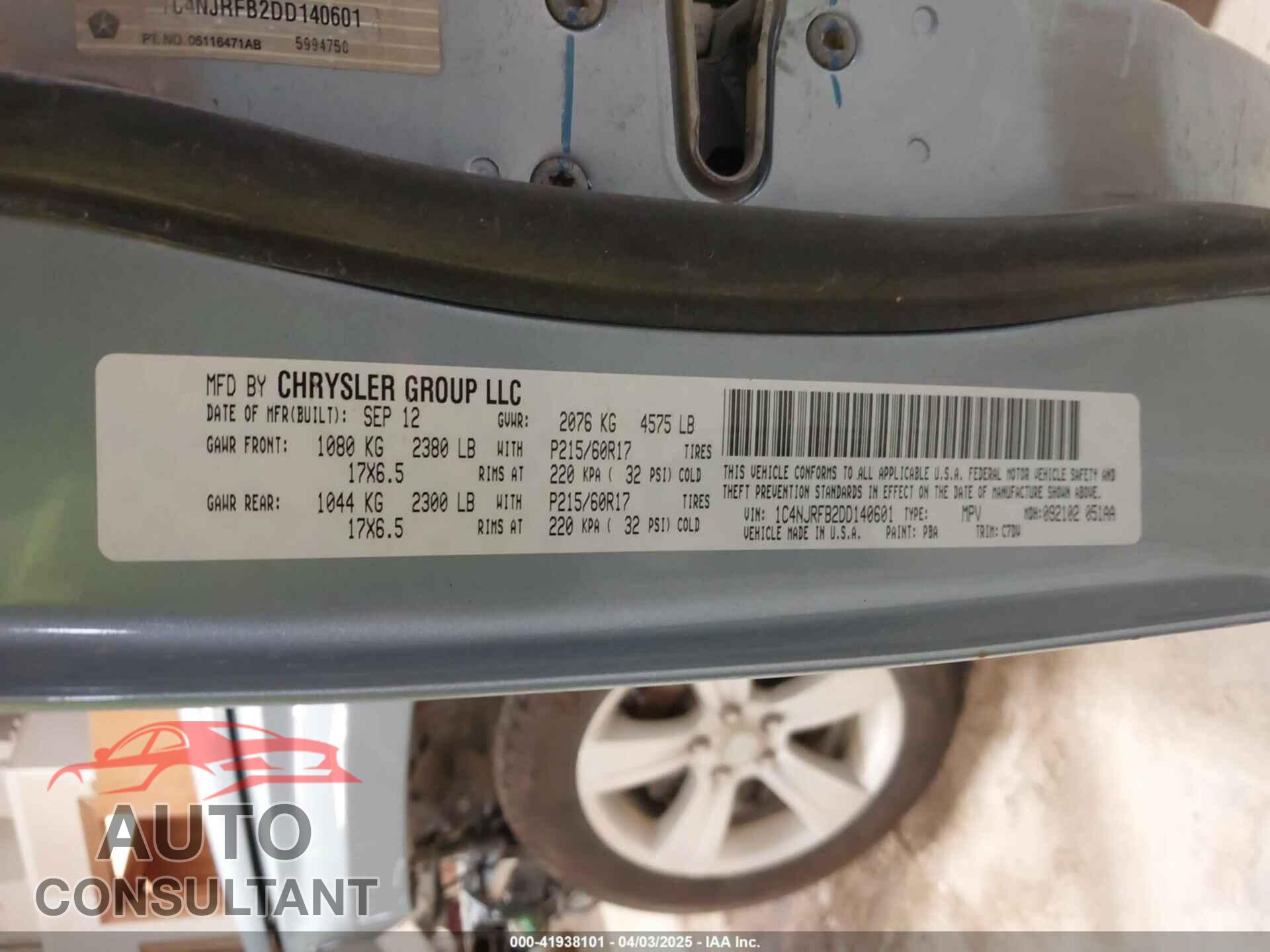 JEEP PATRIOT 2013 - 1C4NJRFB2DD140601