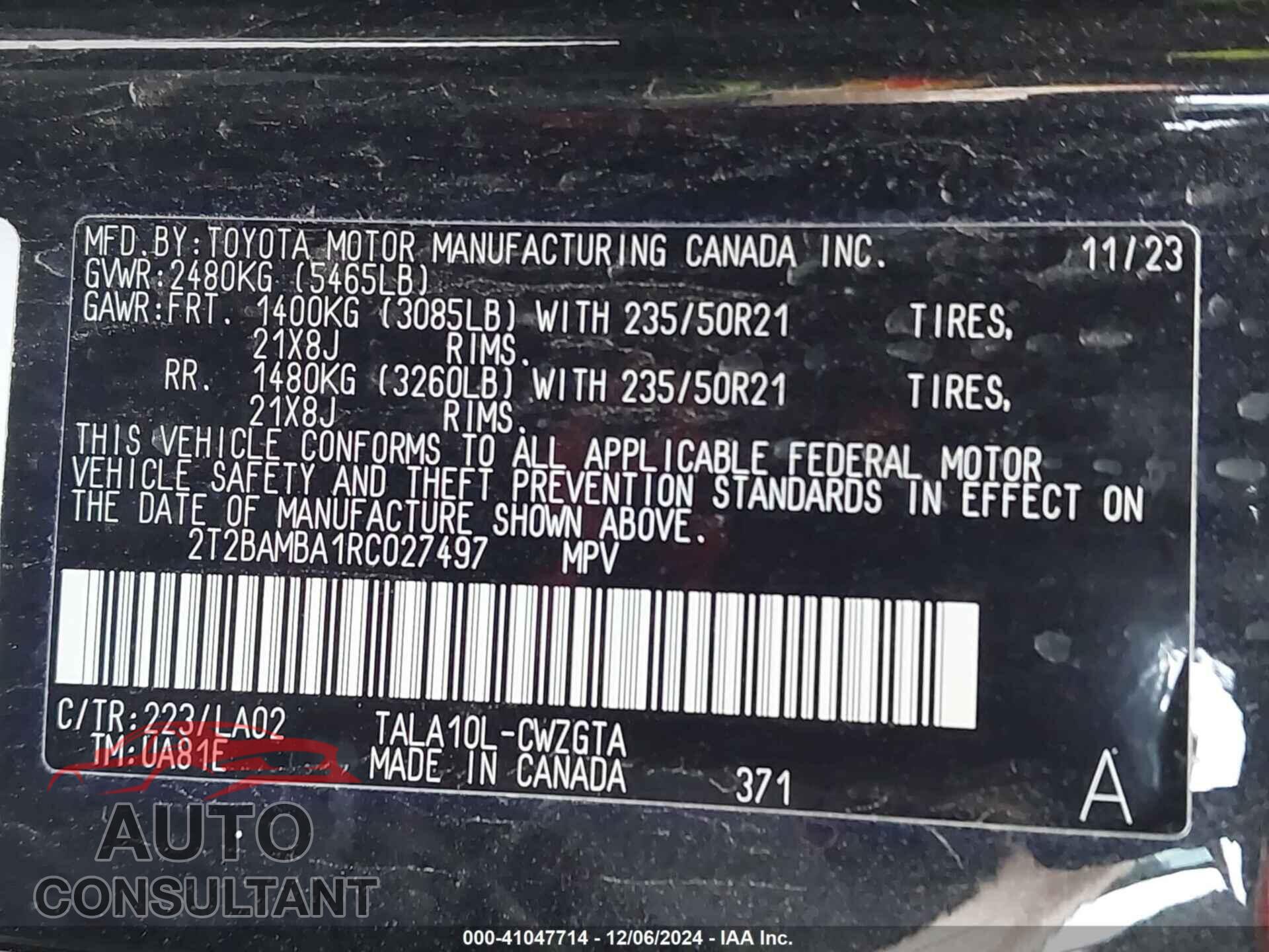 LEXUS RX 350 2024 - 2T2BAMBA1RC027497