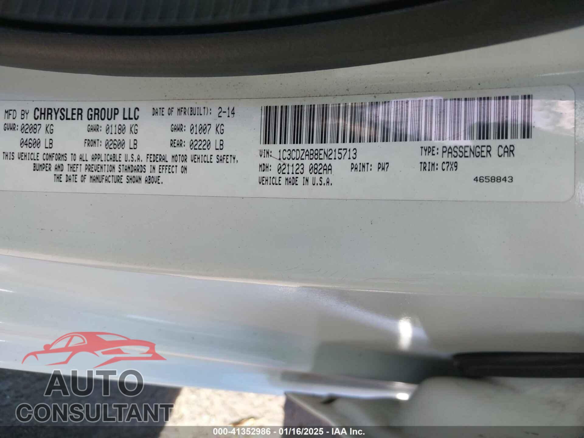 DODGE AVENGER 2014 - 1C3CDZAB8EN215713