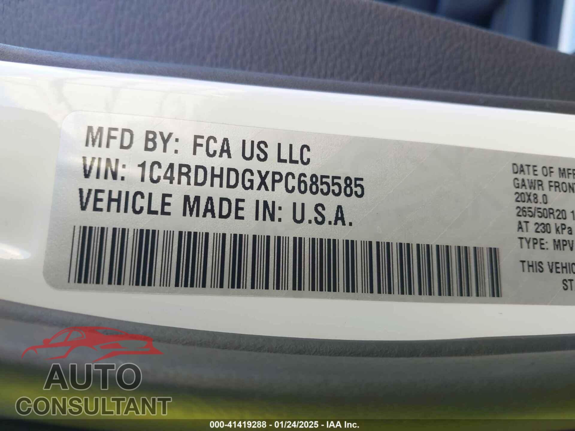 DODGE DURANGO 2023 - 1C4RDHDGXPC685585