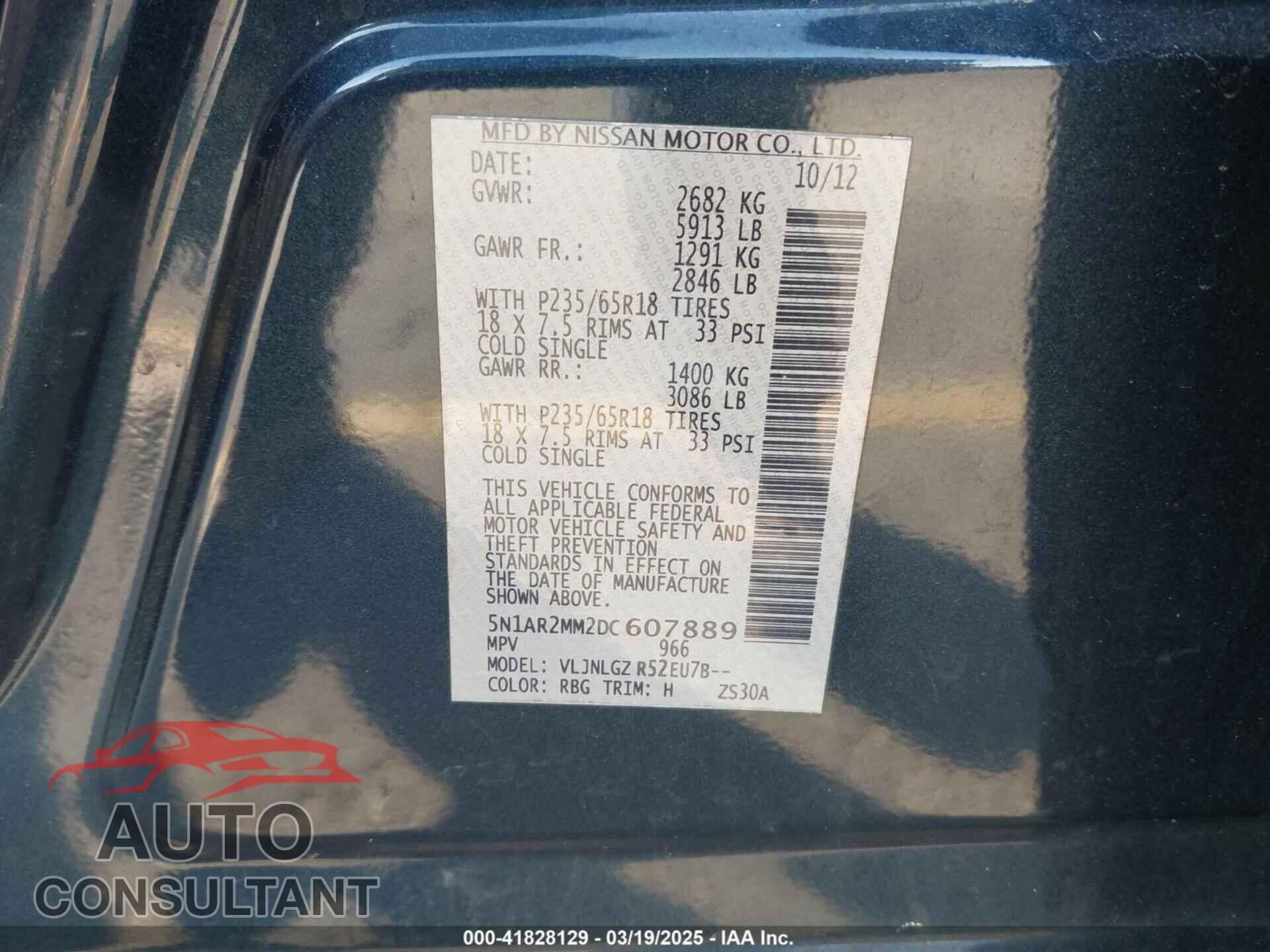 NISSAN PATHFINDER 2013 - 5N1AR2MM2DC607889