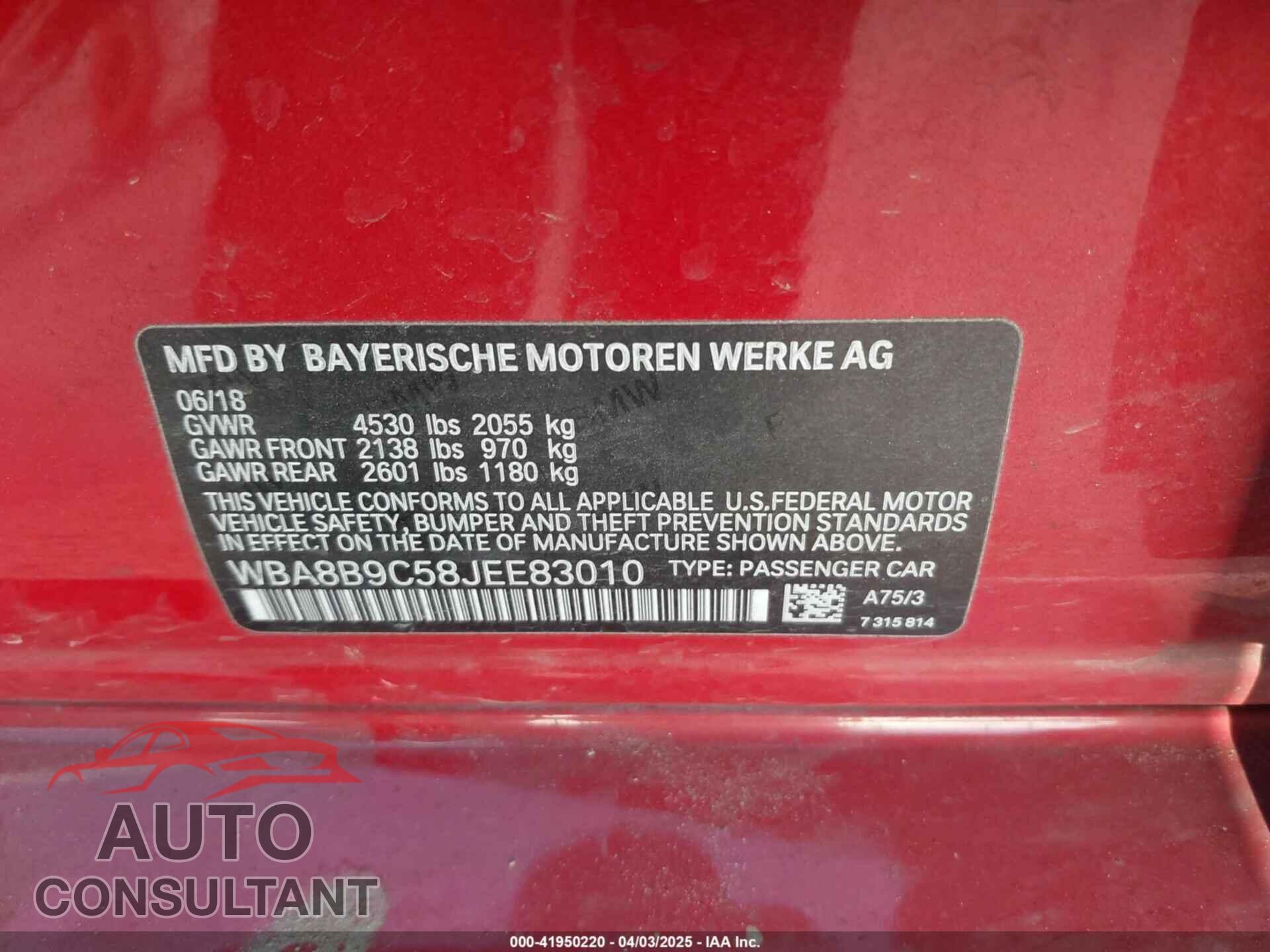 BMW 330I 2018 - WBA8B9C58JEE83010