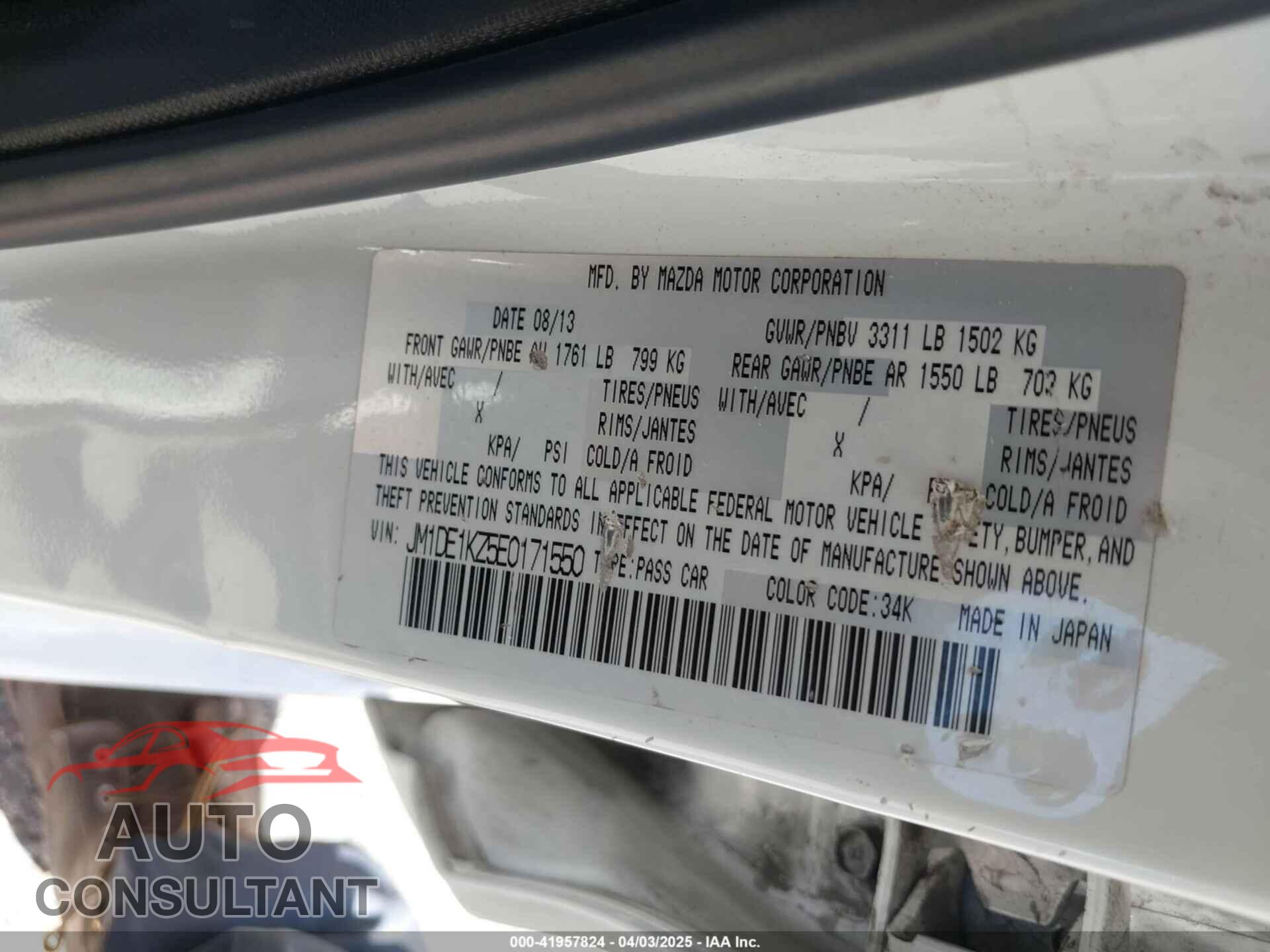 MAZDA MAZDA2 2014 - JM1DE1KZ5E0171550
