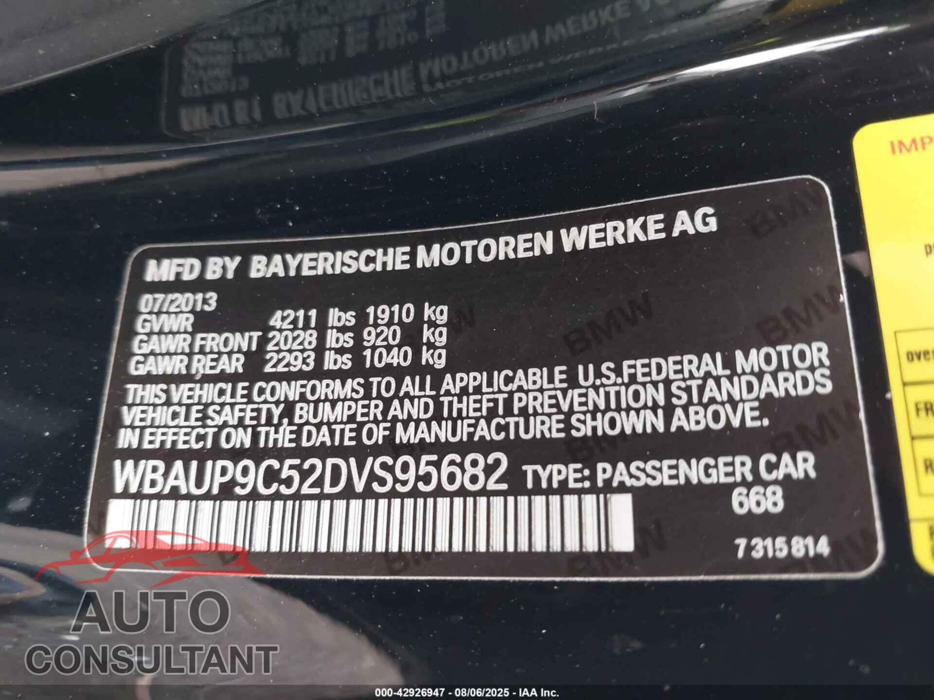 BMW 128I 2013 - WBAUP9C52DVS95682