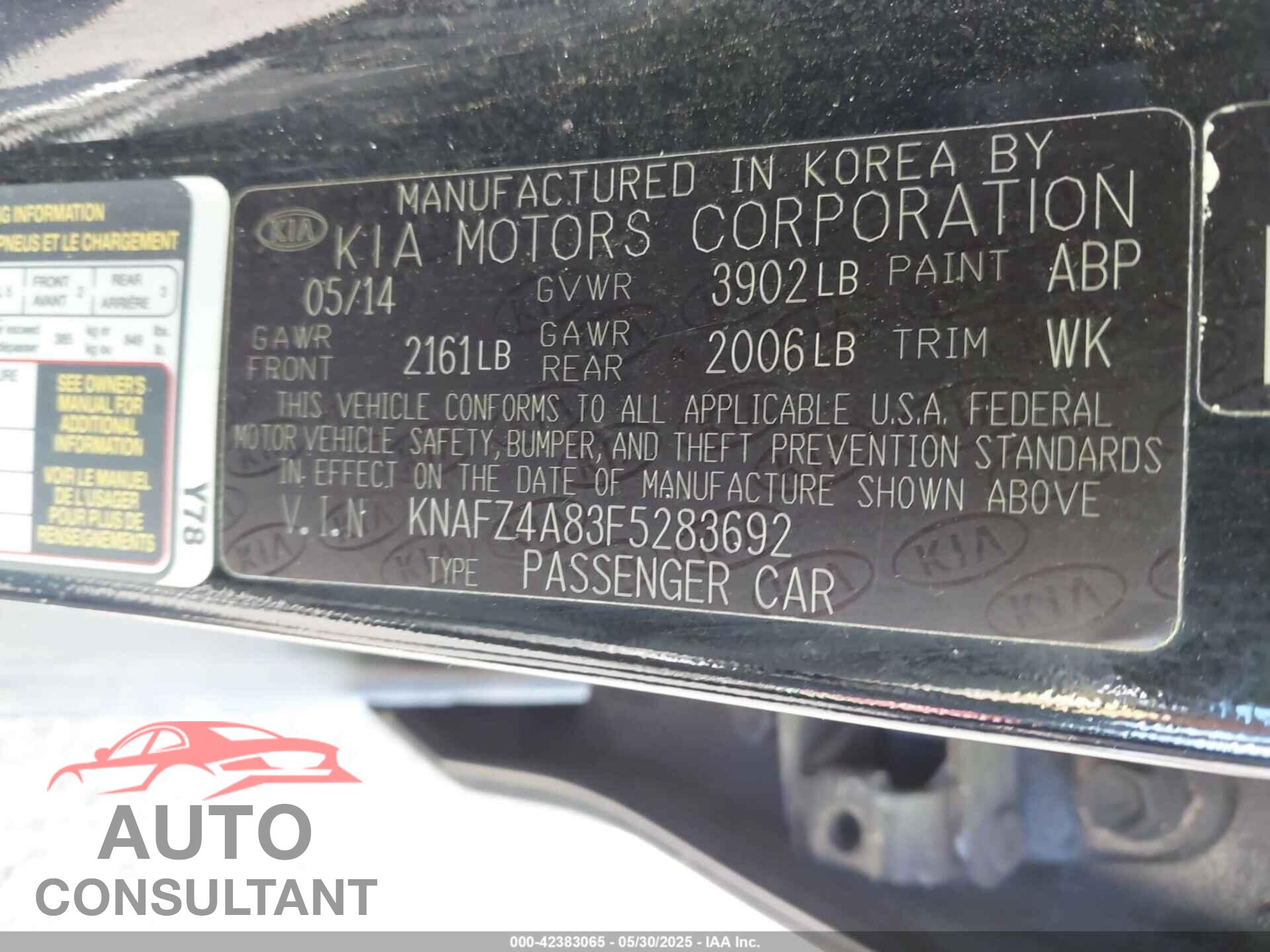KIA FORTE 2015 - KNAFZ4A83F5283692