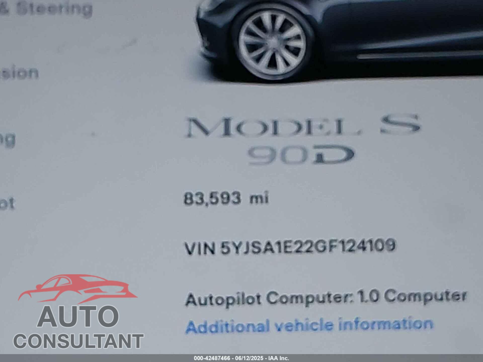 TESLA MODEL S 2016 - 5YJSA1E22GF124109