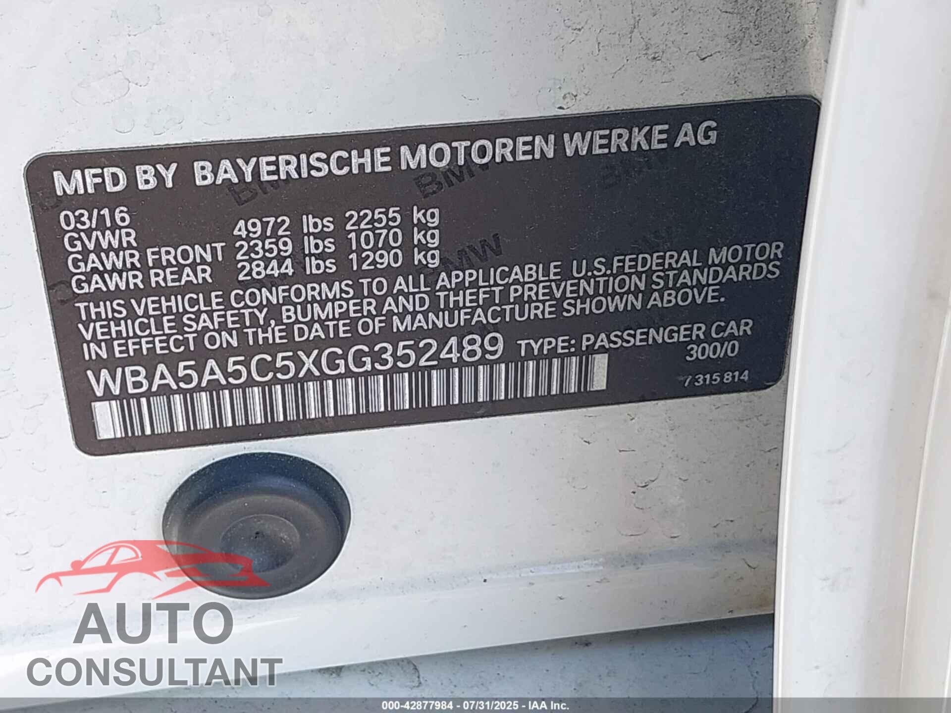 BMW 528I 2016 - WBA5A5C5XGG352489