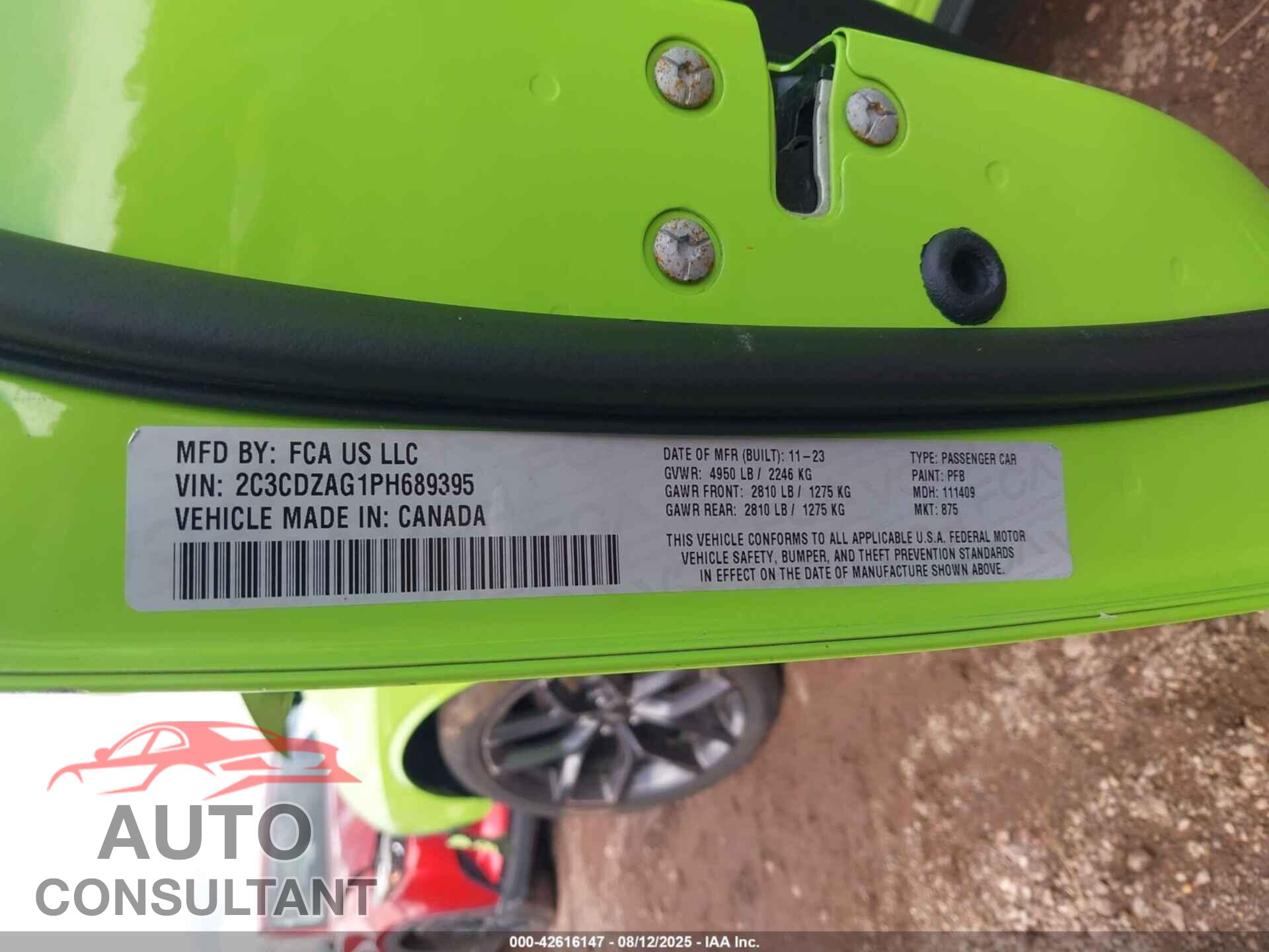 DODGE CHALLENGER 2023 - 2C3CDZAG1PH689395