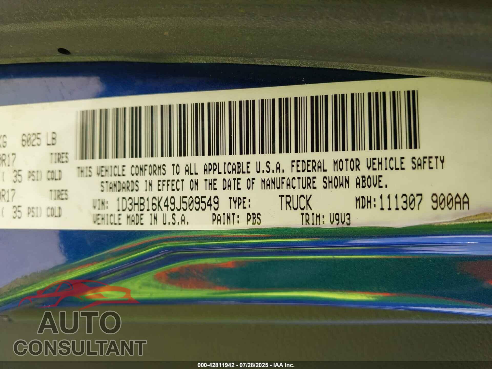 DODGE RAM 1500 2009 - 1D3HB16K49J509549