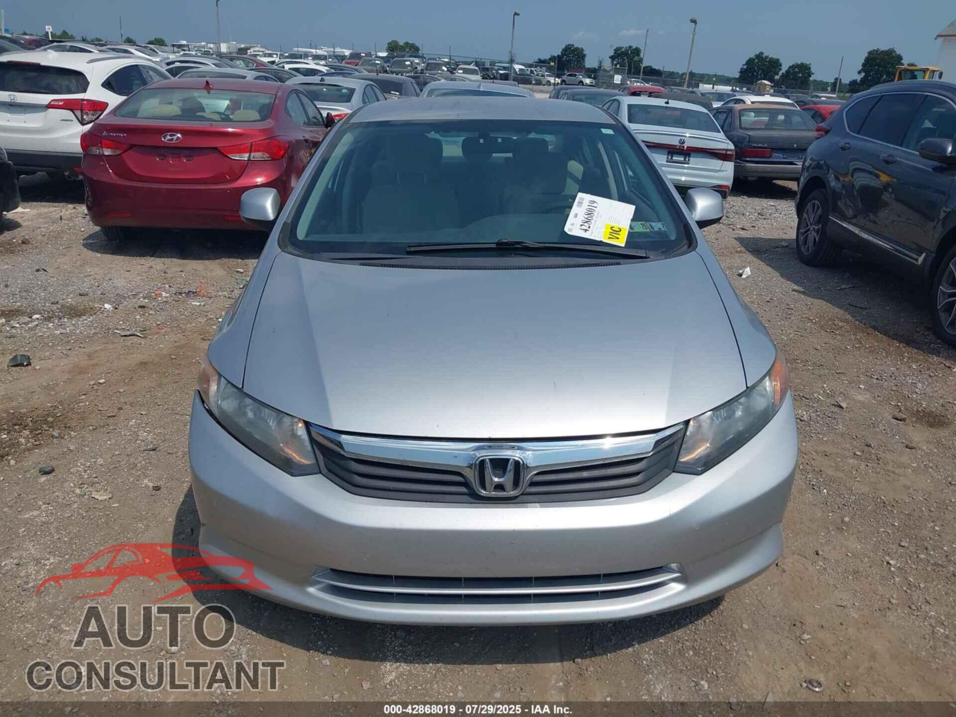 HONDA CIVIC 2012 - 19XFB2F52CE376861