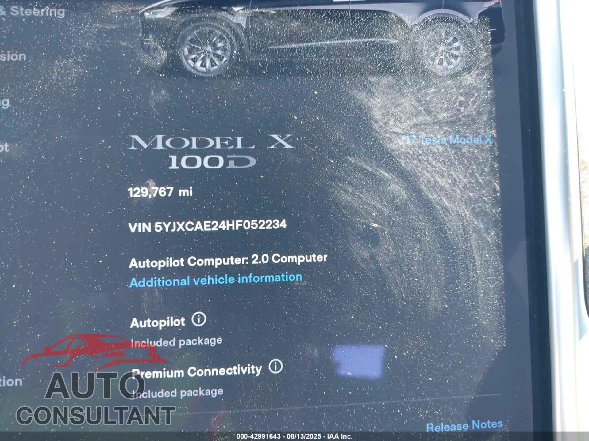 TESLA MODEL X 2017 - 5YJXCAE24HF052234