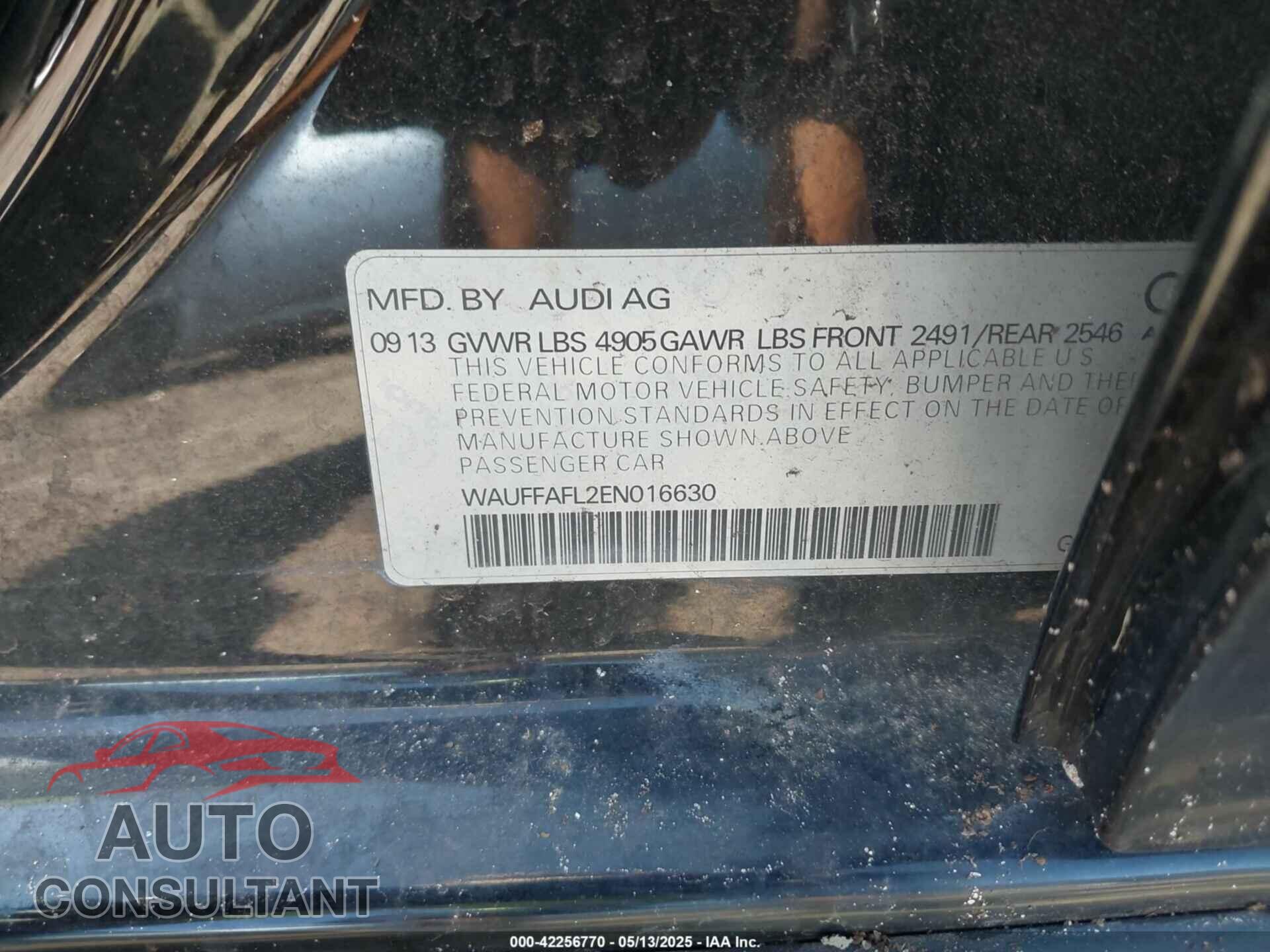 AUDI A4 2014 - WAUFFAFL2EN016630