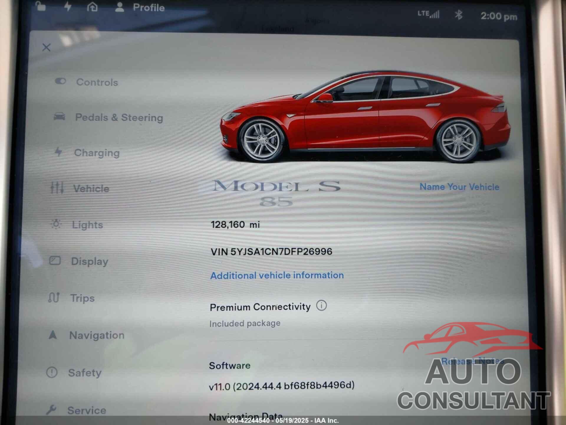 TESLA MODEL S 2013 - 5YJSA1CN7DFP26996