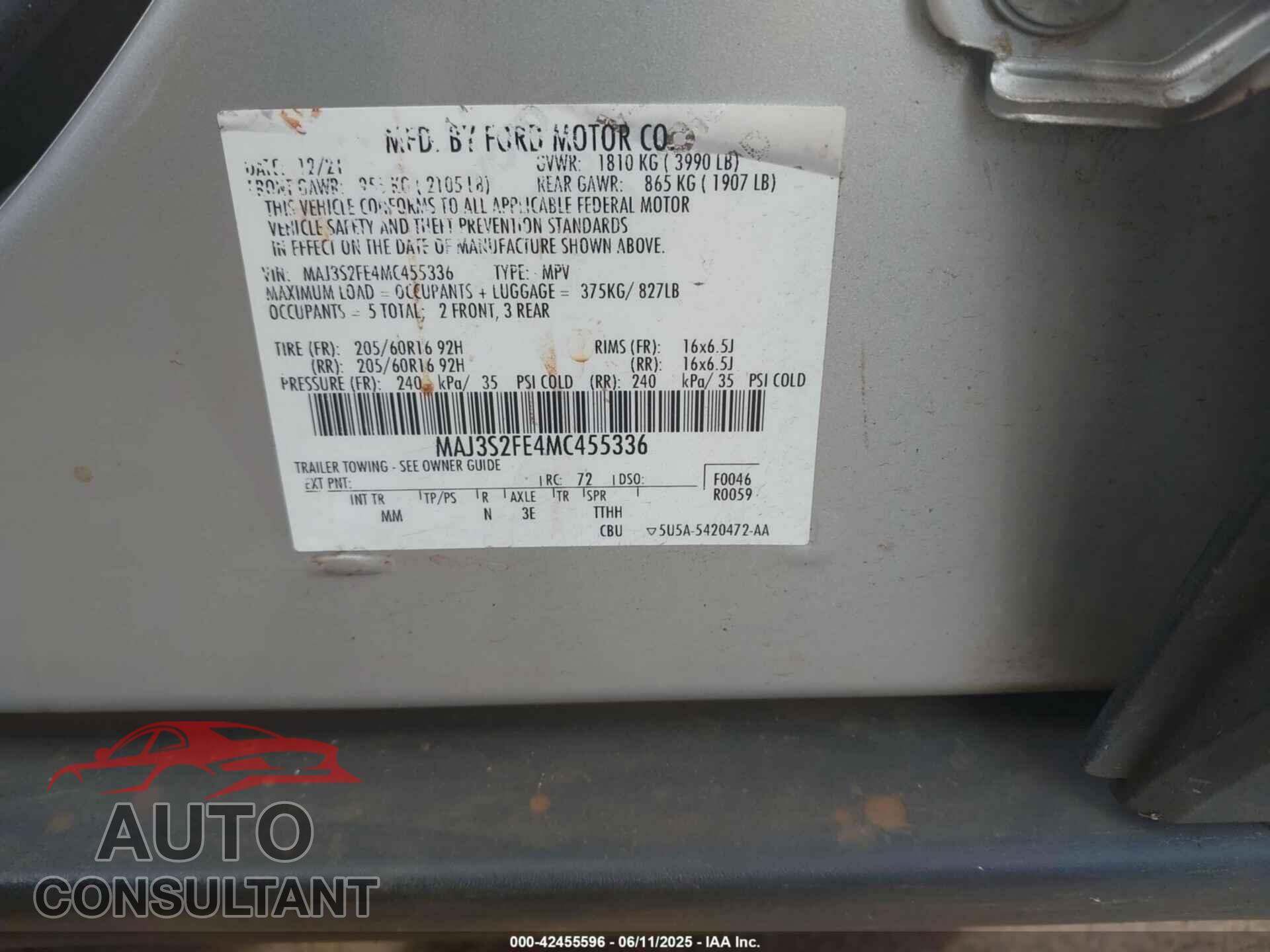 FORD ECOSPORT 2021 - MAJ3S2FE4MC455336