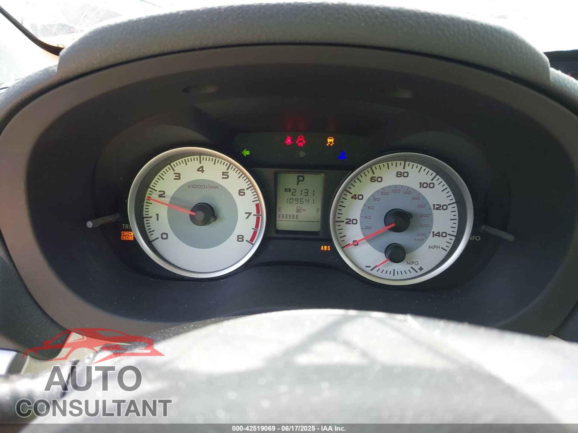 SUBARU IMPREZA 2012 - JF1GPAC69CH209880