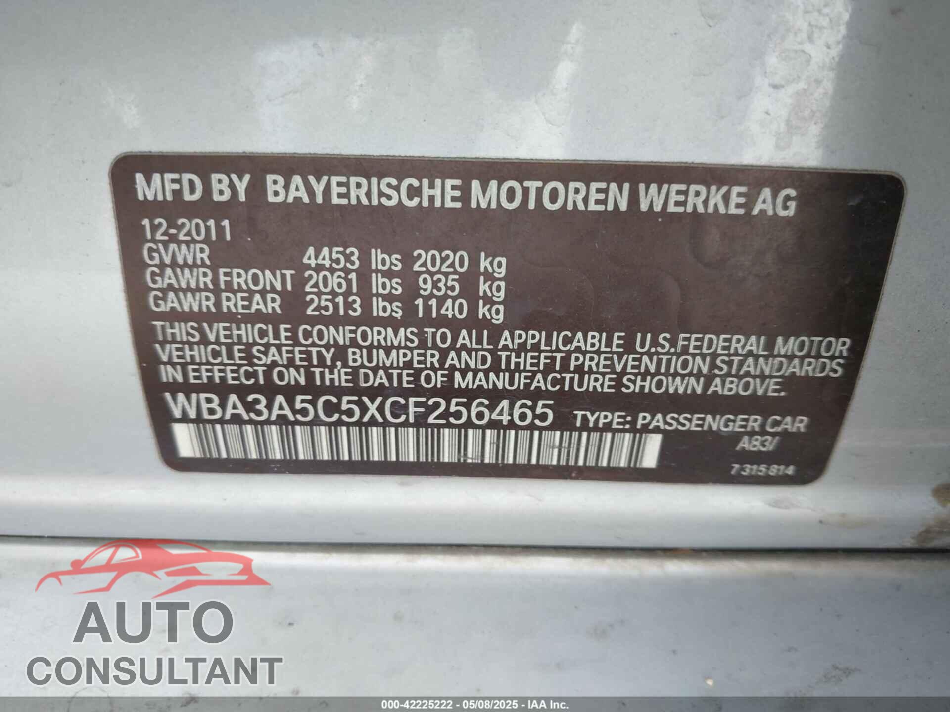 BMW 328I 2012 - WBA3A5C5XCF256465