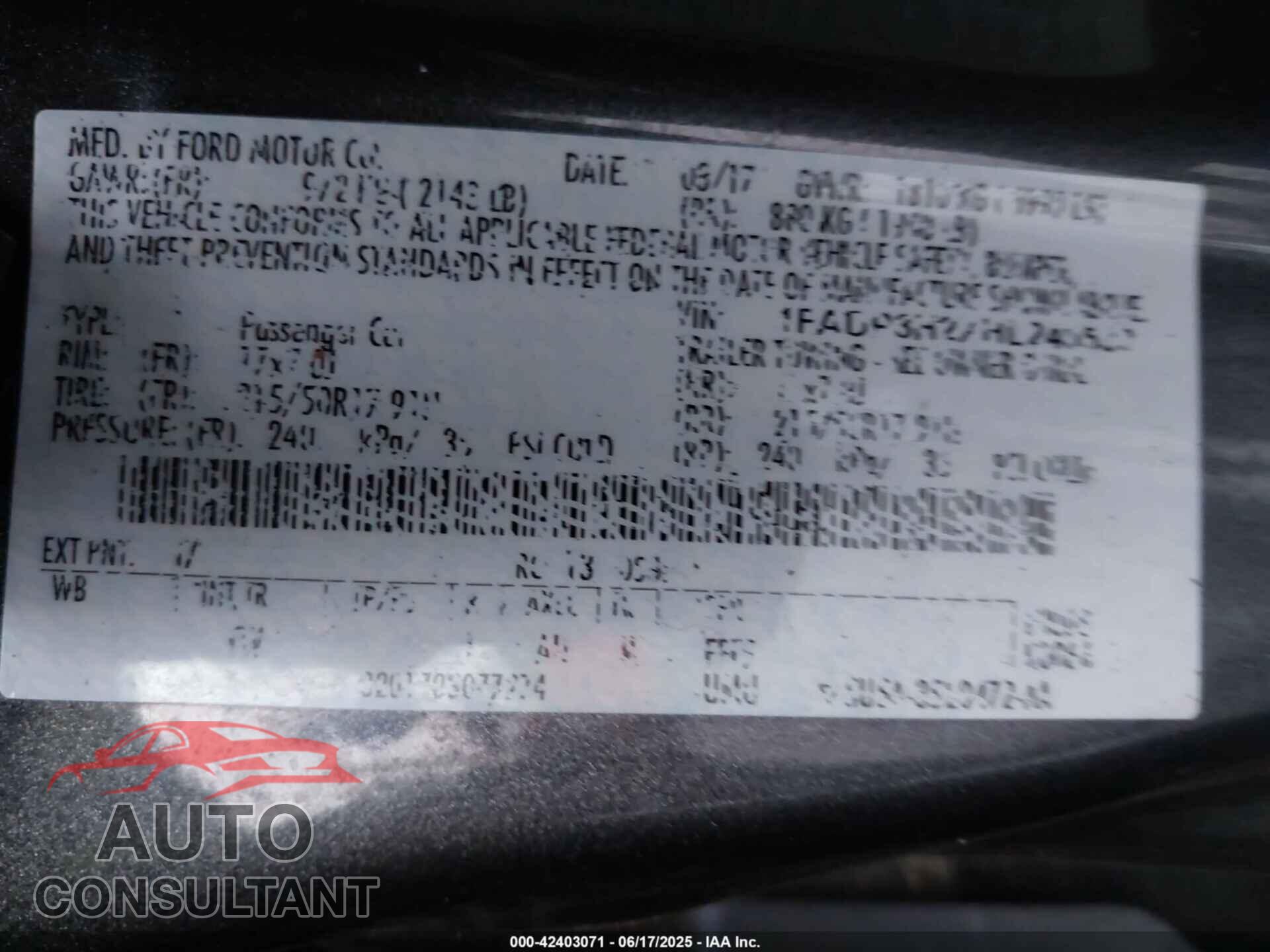 FORD FOCUS 2017 - 1FADP3H2XHL240533