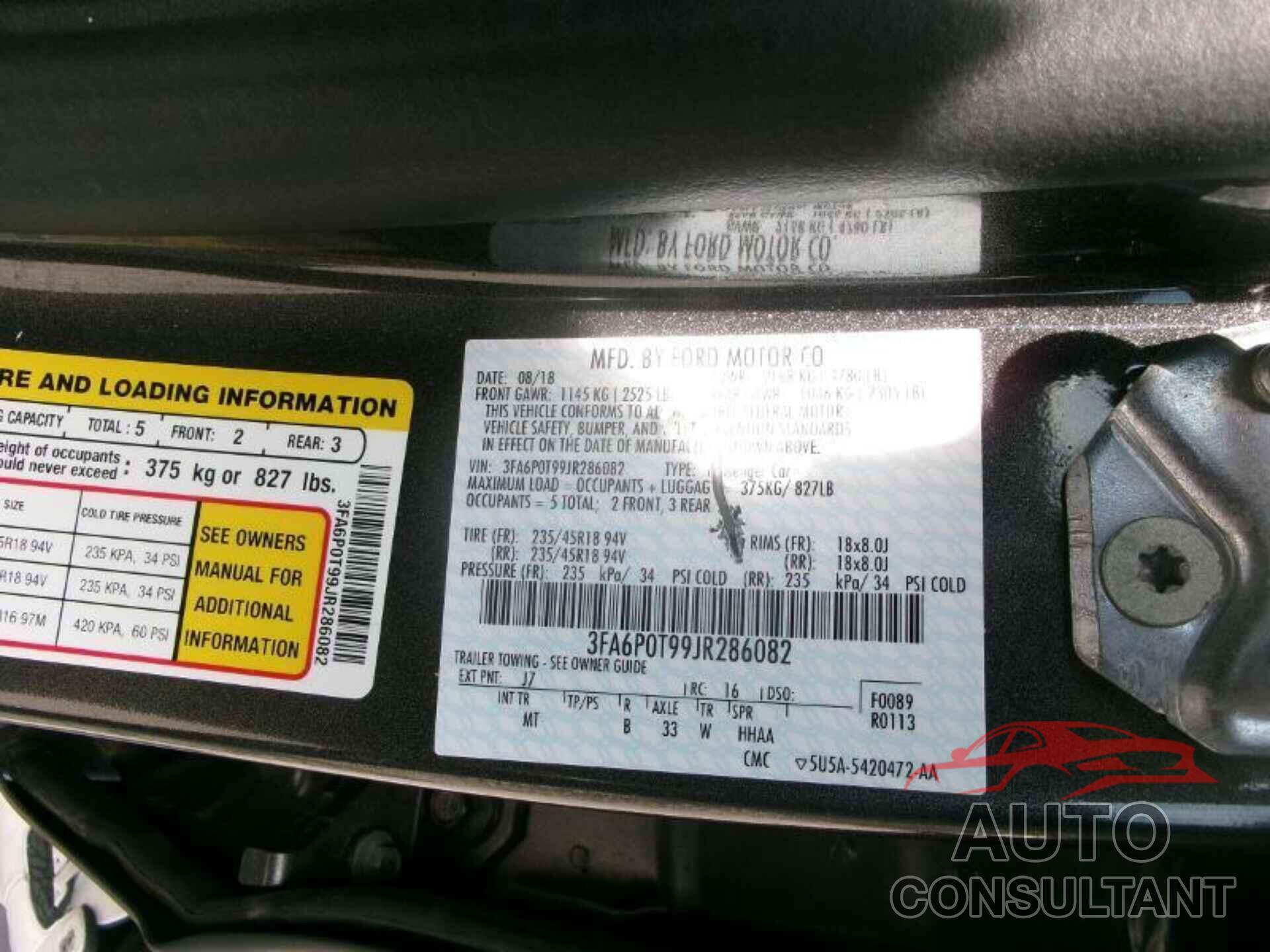 FORD FUSION 2018 - 3FA6P0T99JR286082