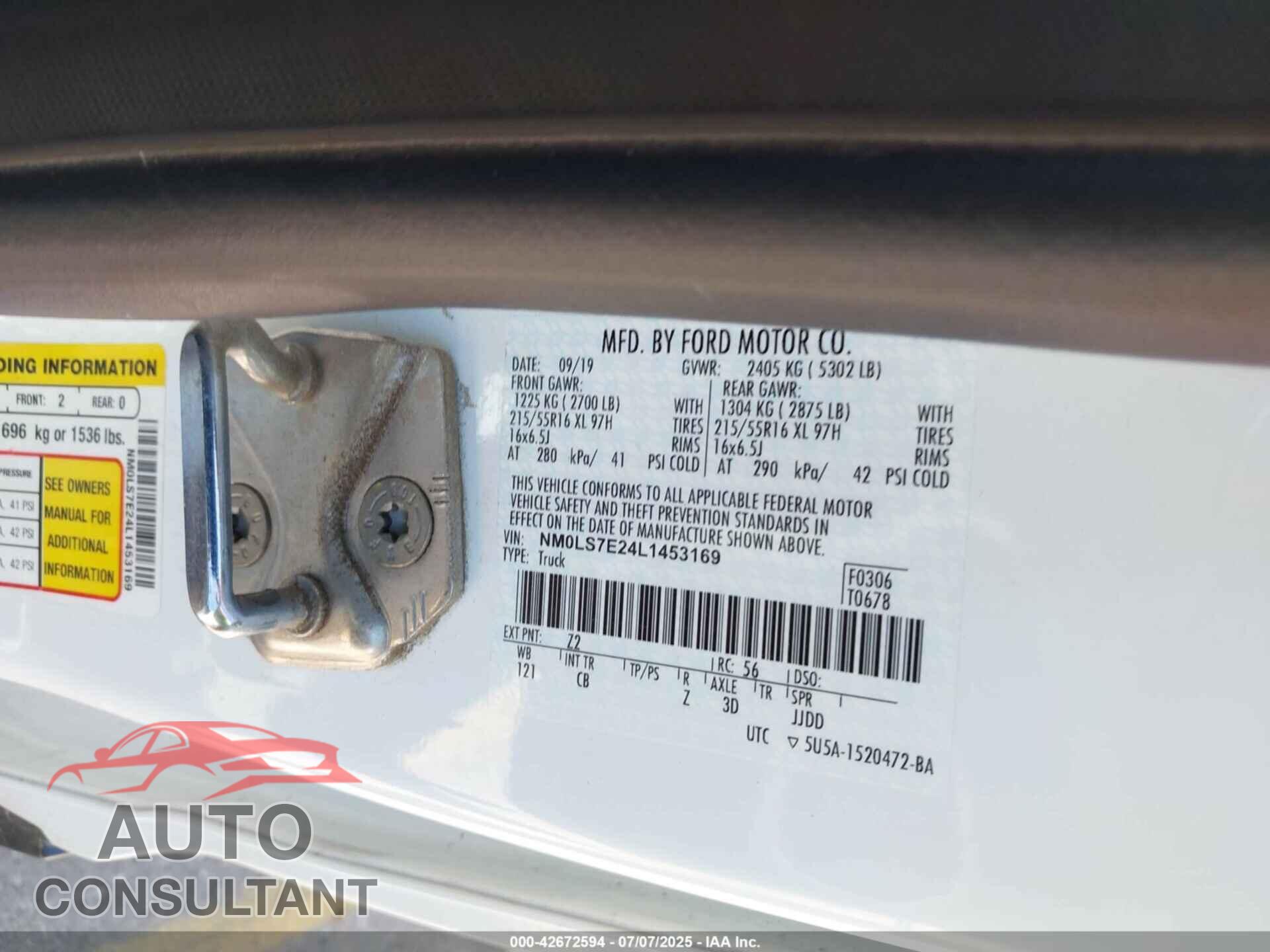 FORD TRANSIT CONNECT 2020 - NM0LS7E24L1453169