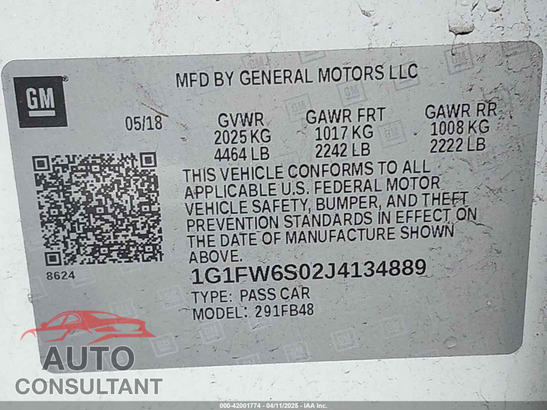 CHEVROLET BOLT EV 2018 - 1G1FW6S02J4134889
