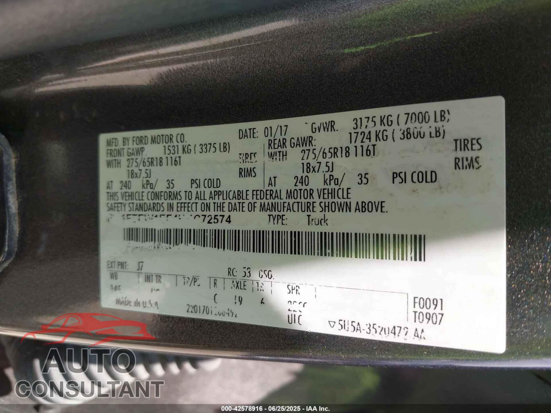 FORD F-150 2017 - 1FTEW1EF4HKC72574