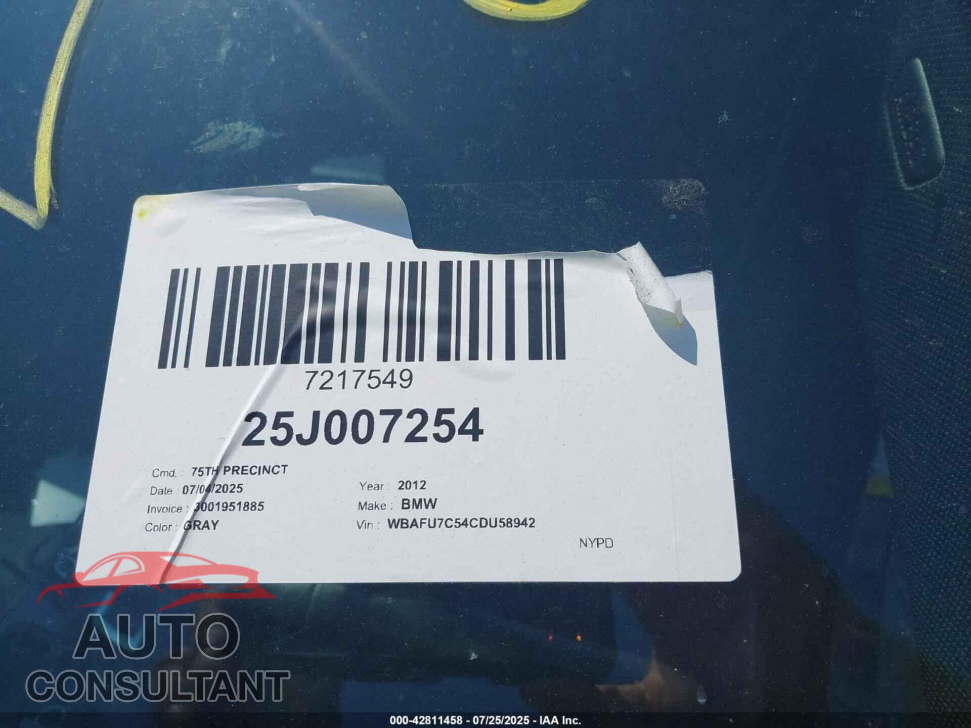 BMW 535I 2012 - WBAFU7C54CDU58942