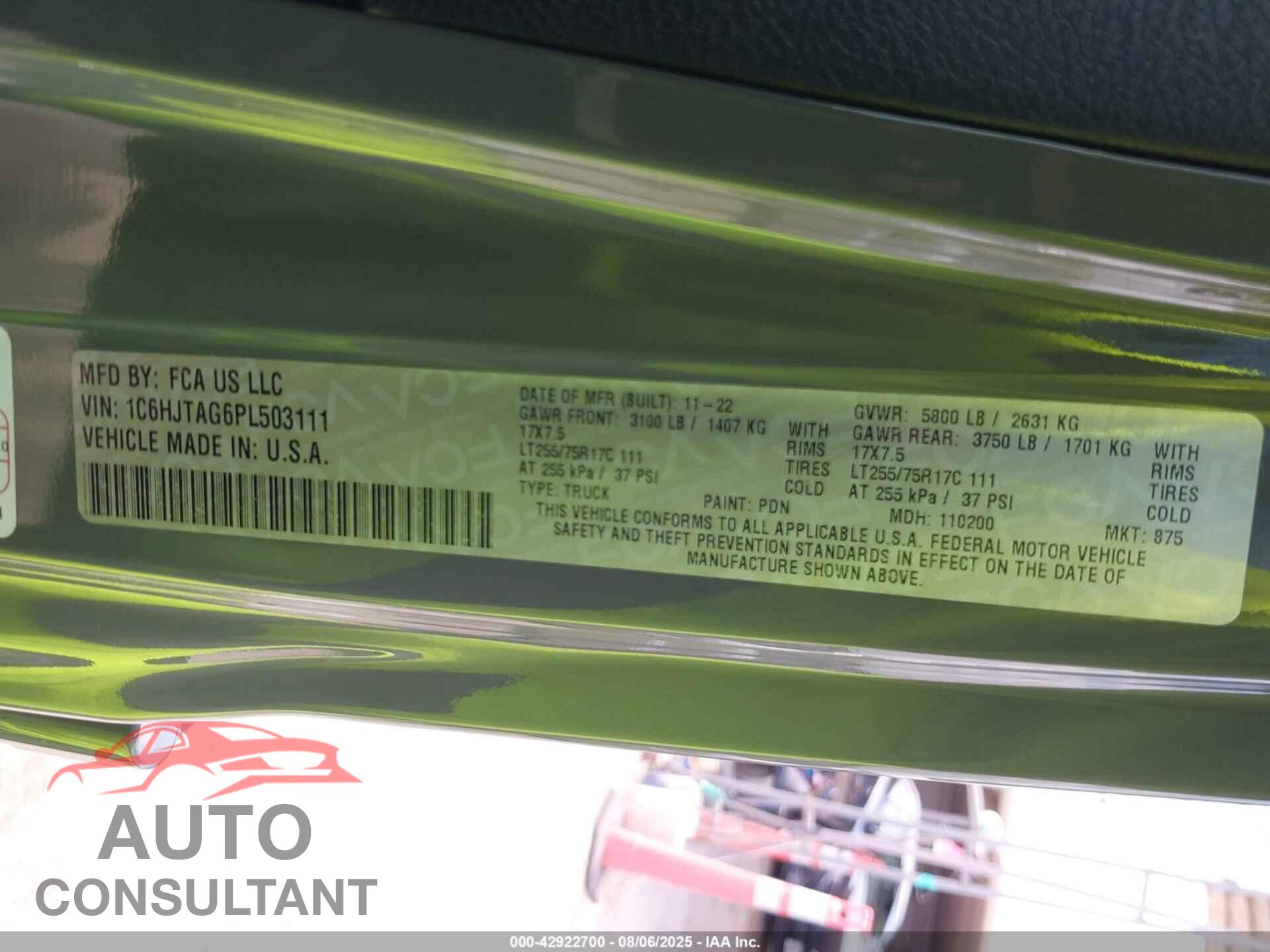 JEEP GLADIATOR 2023 - 1C6HJTAG6PL503111
