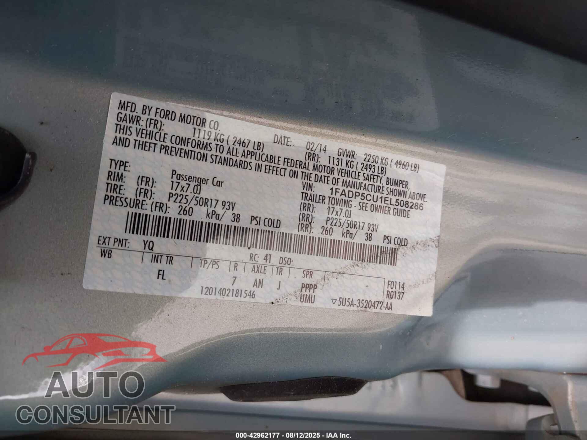 FORD C-MAX ENERGI 2014 - 1FADP5CU1EL508286