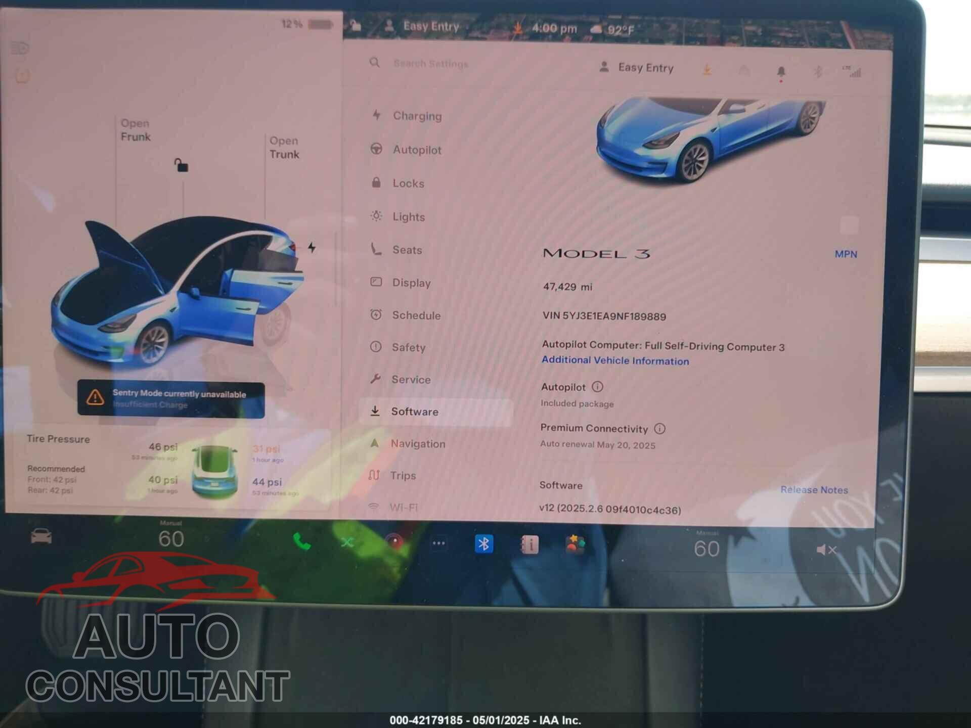 TESLA MODEL 3 2022 - 5YJ3E1EA9NF189889