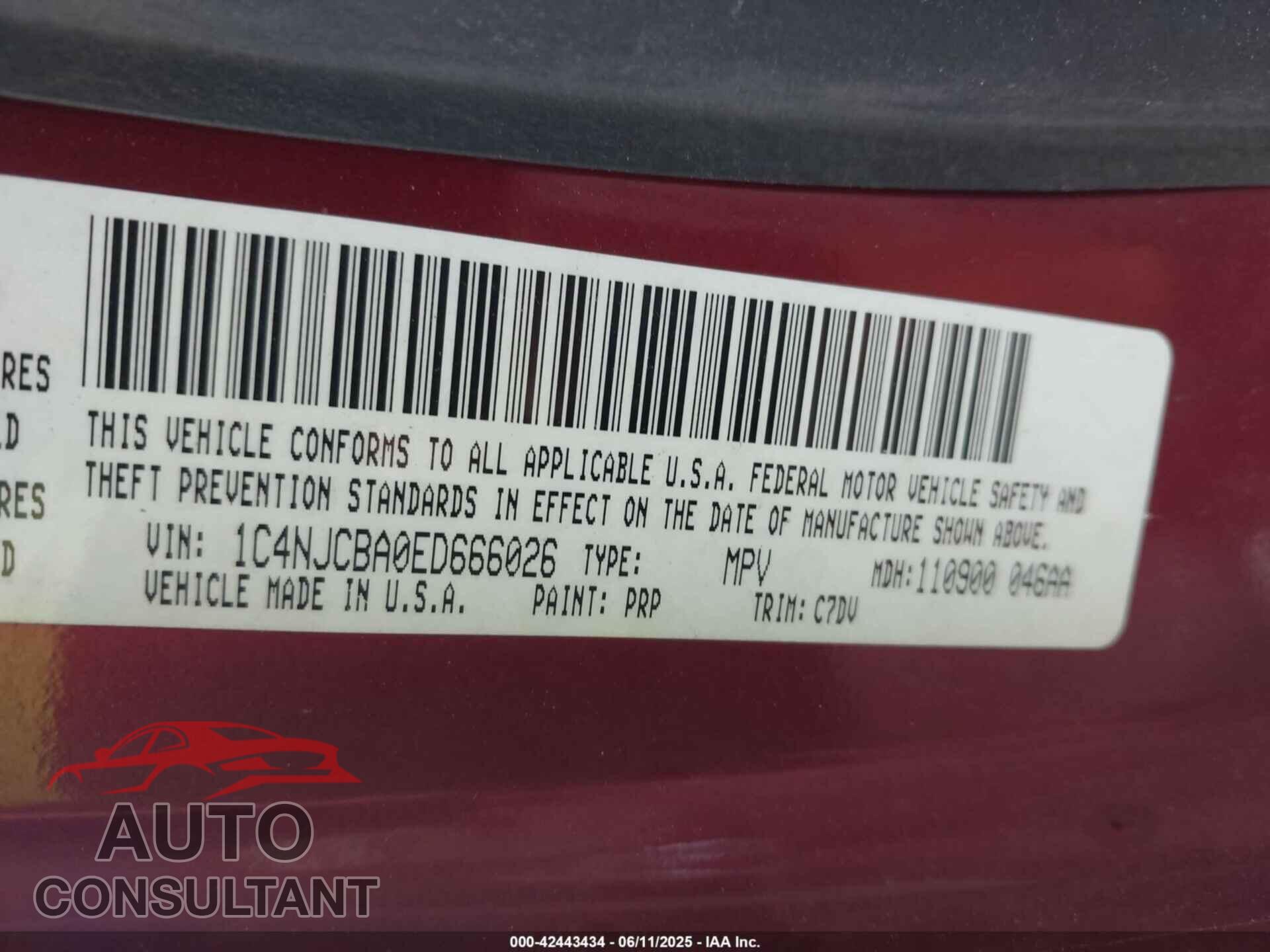 JEEP COMPASS 2014 - 1C4NJCBA0ED666026
