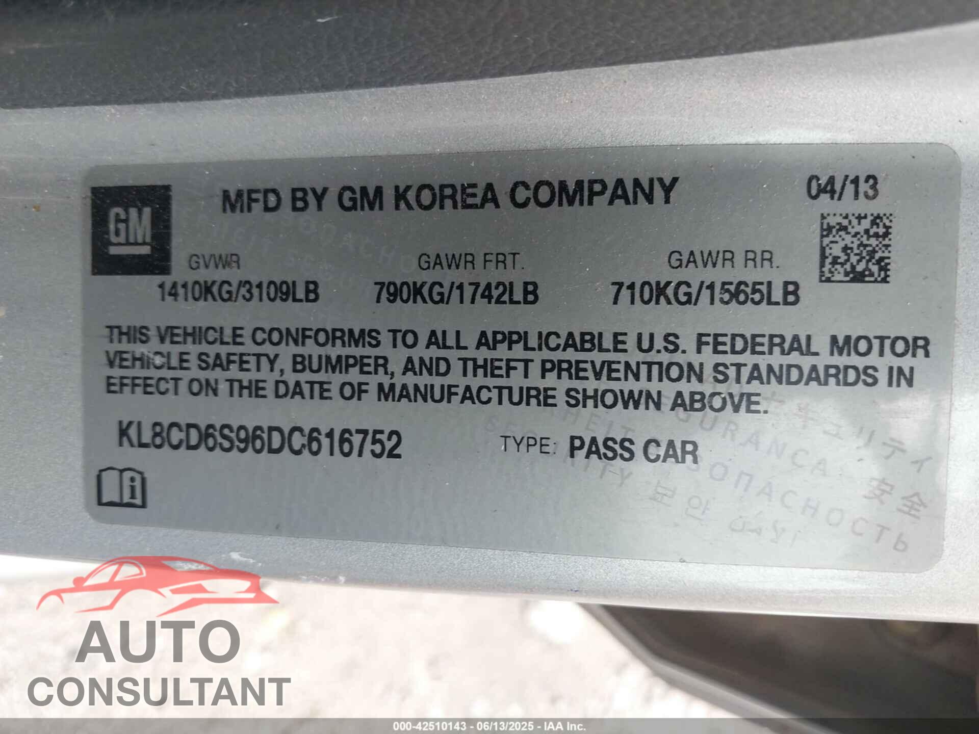 CHEVROLET SPARK 2013 - KL8CD6S96DC616752