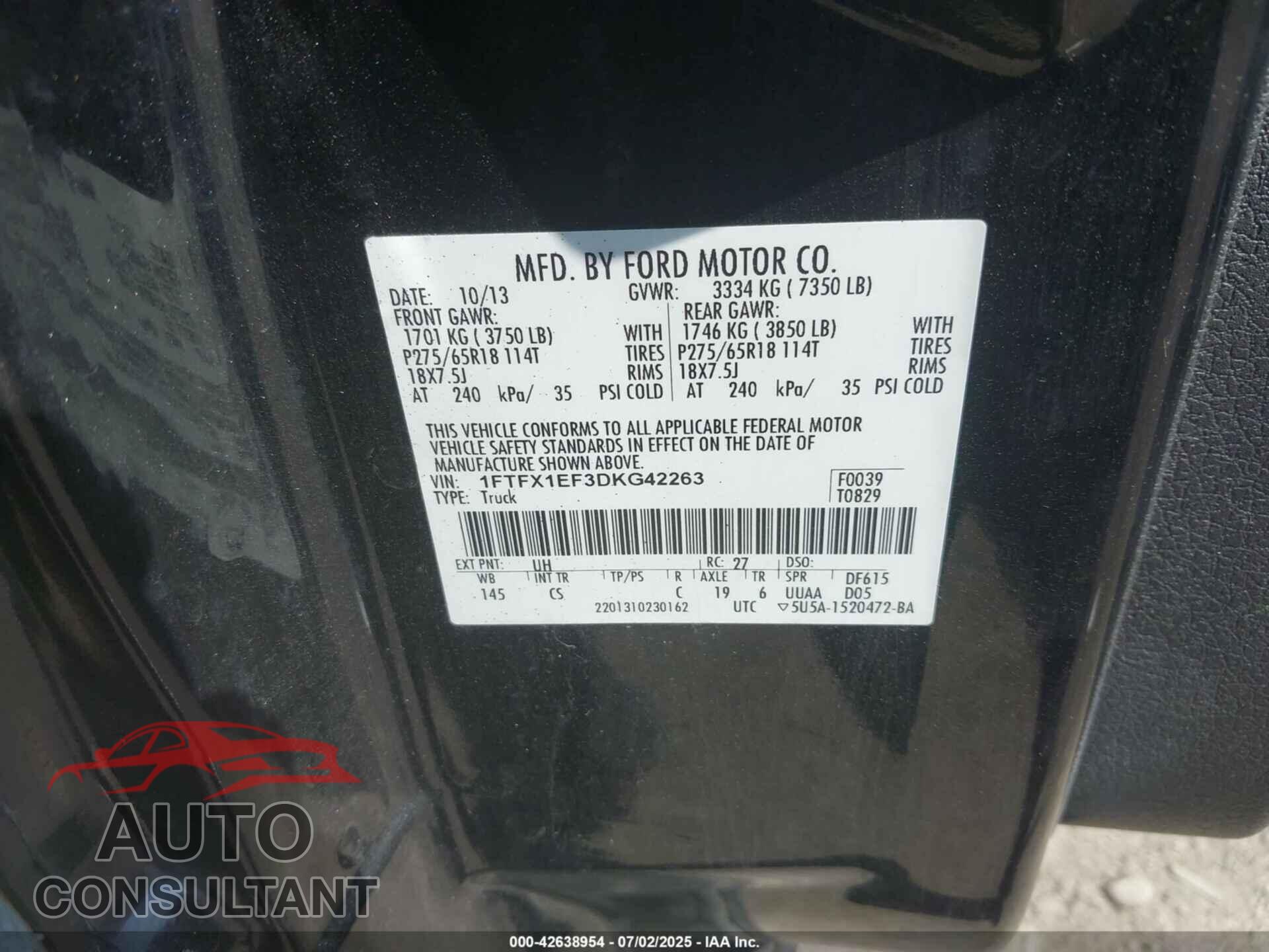 FORD F-150 2013 - 1FTFX1EF3DKG42263