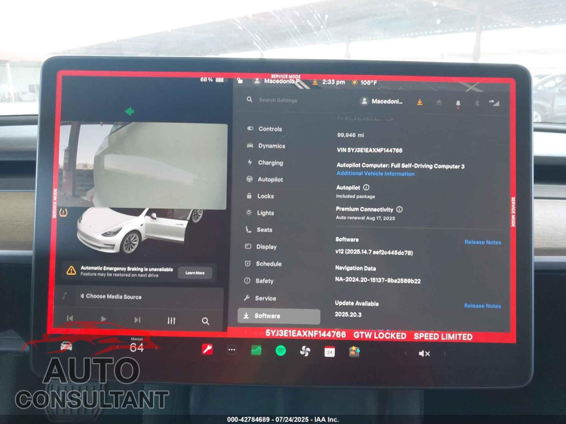 TESLA MODEL 3 2022 - 5YJ3E1EAXNF144766
