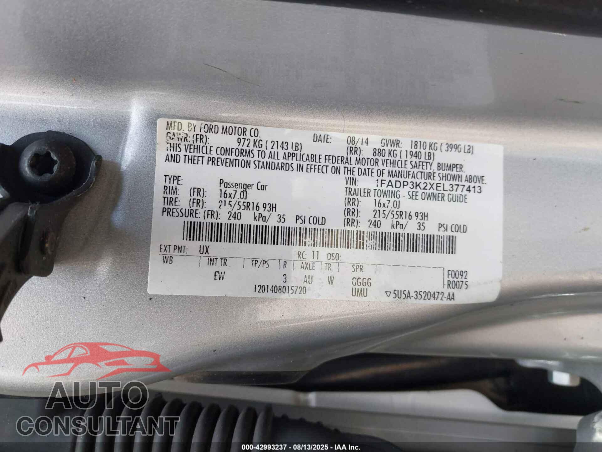 FORD FOCUS 2014 - 1FADP3K2XEL377413