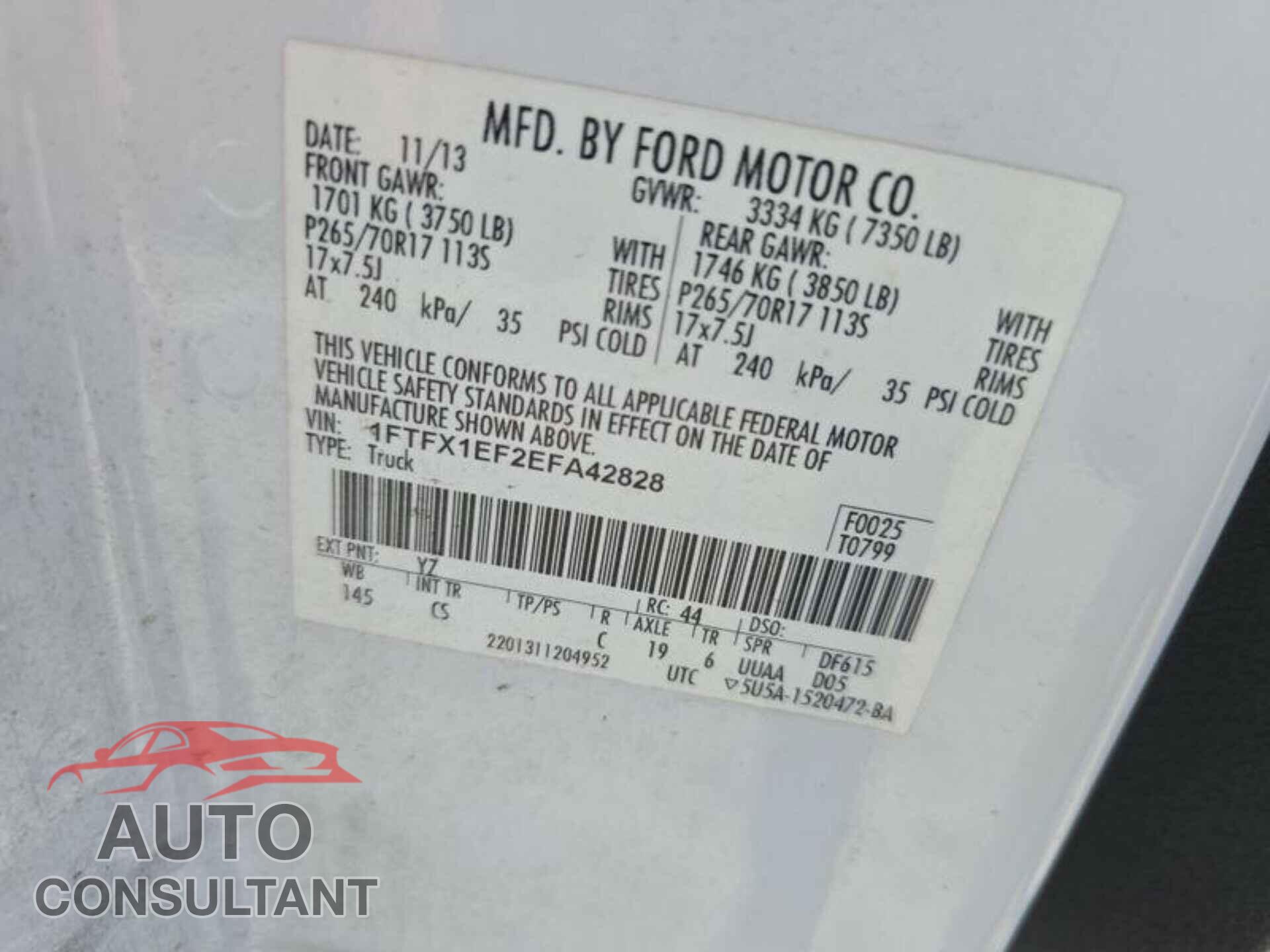 FORD F150 2014 - 1FTFX1EF2EFA42828