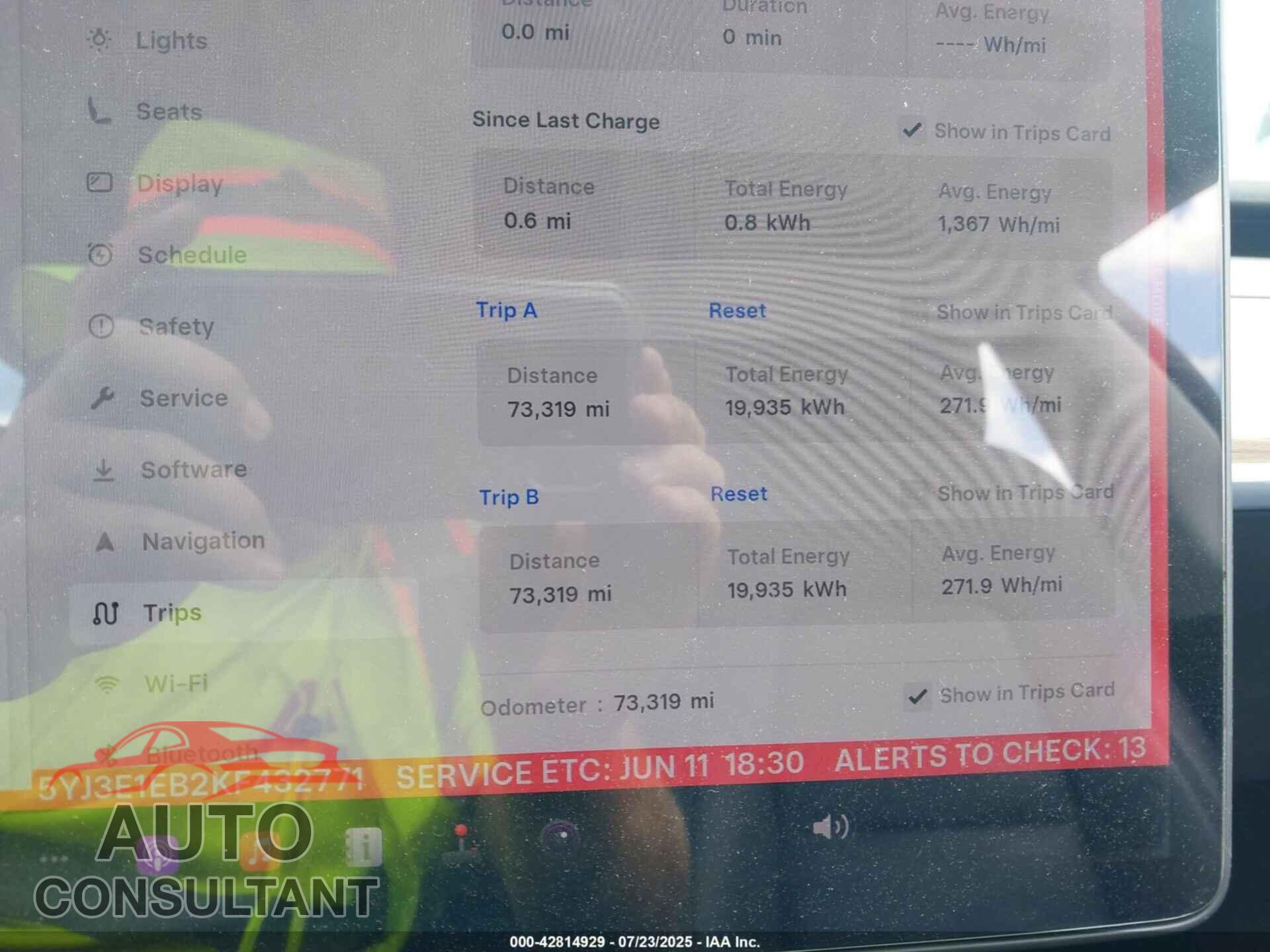 TESLA MODEL 3 2019 - 5YJ3E1EB2KF432771