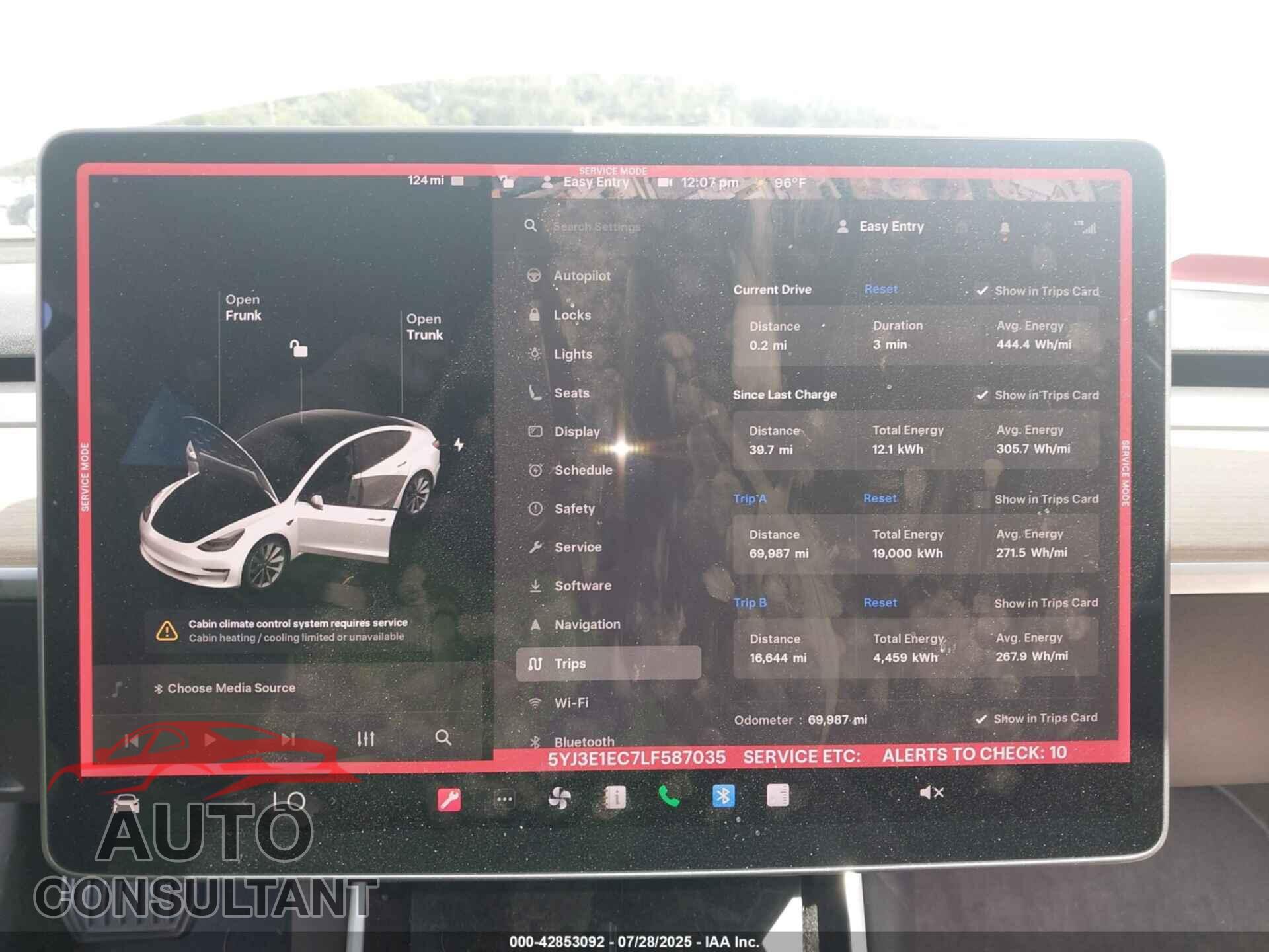 TESLA MODEL 3 2020 - 5YJ3E1EC7LF587035