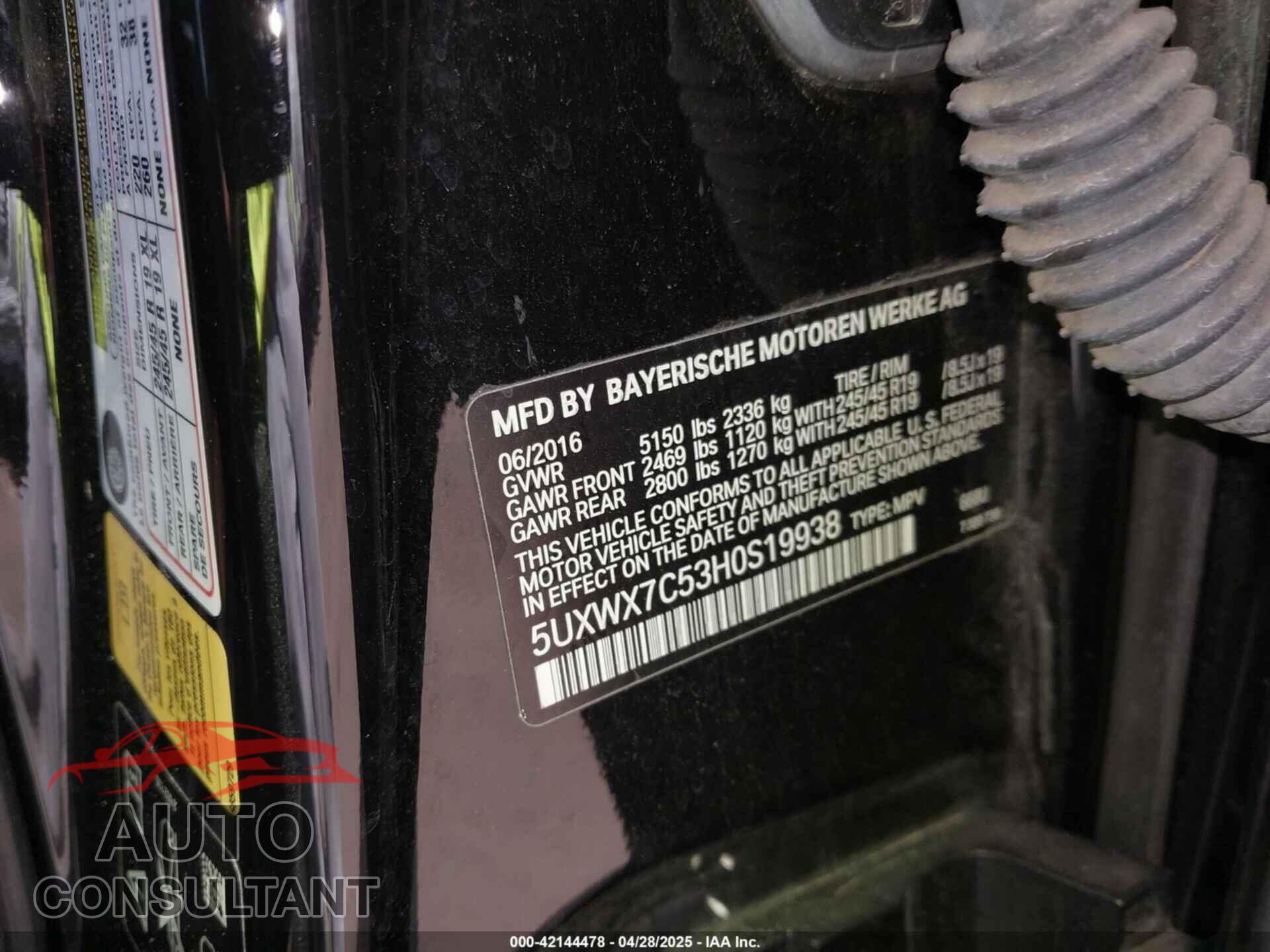 BMW X3 2017 - 5UXWX7C53H0S19938