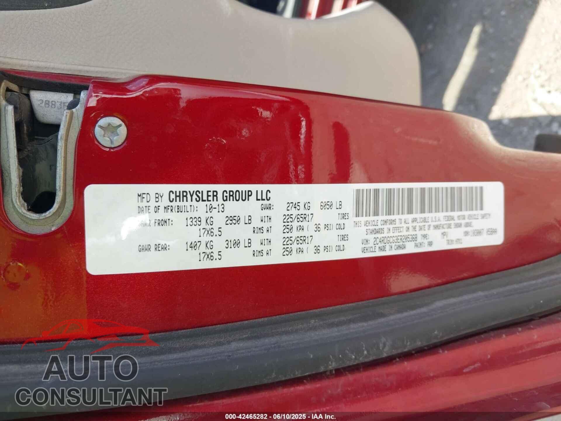 DODGE GRAND CARAVAN 2014 - 2C4RDGCG3ER205368