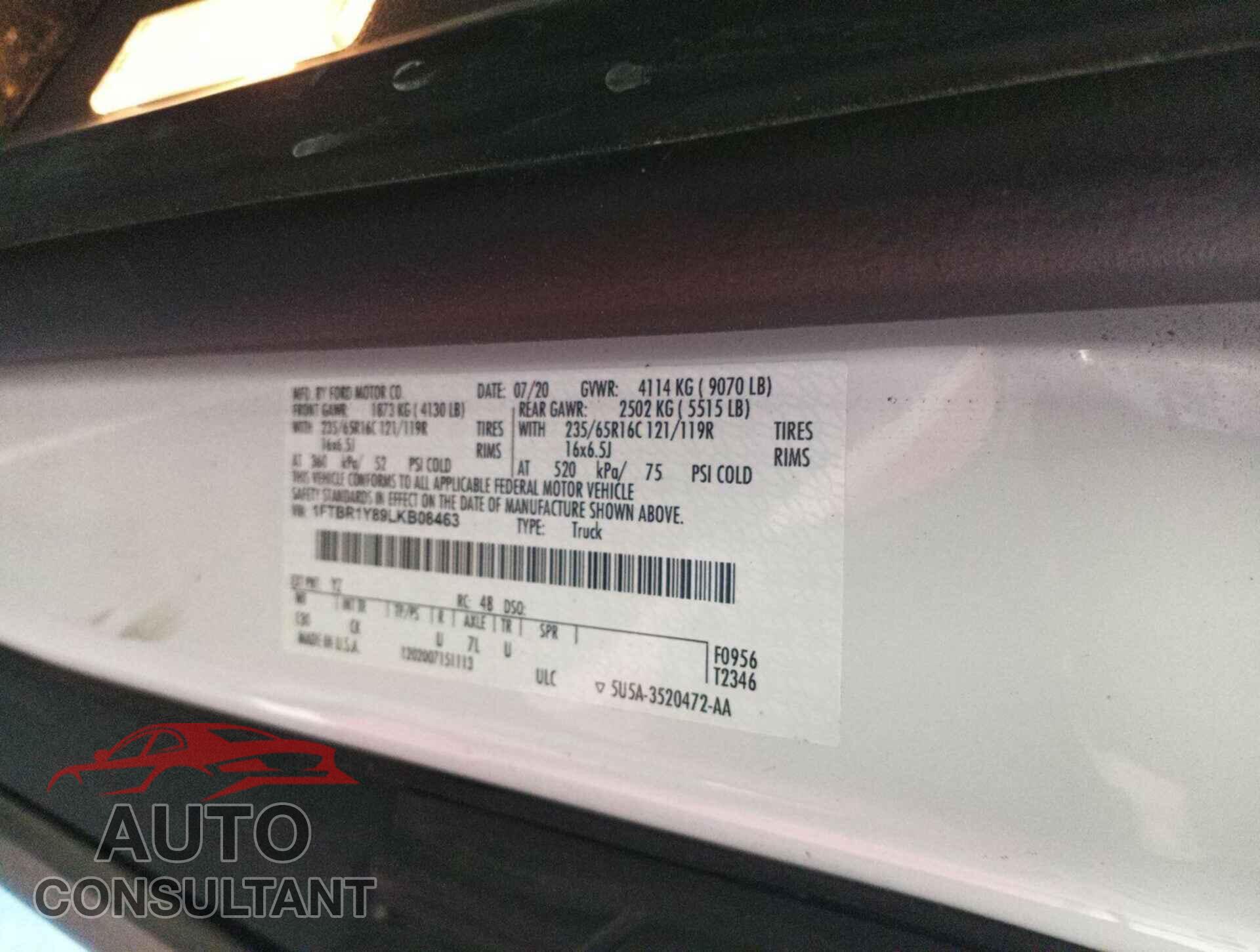 FORD TRANSIT-250 2020 - 1FTBR1Y89LKB08463