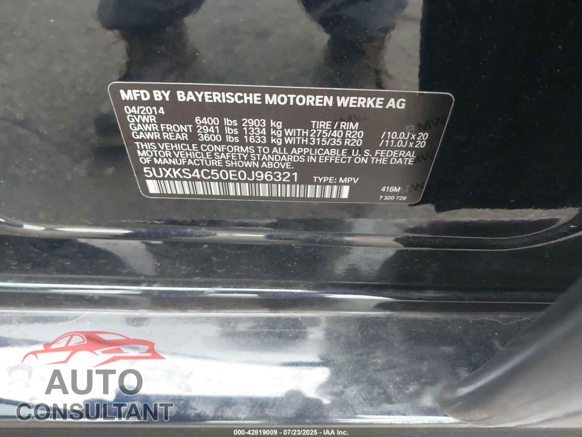 BMW X5 2014 - 5UXKS4C50E0J96321