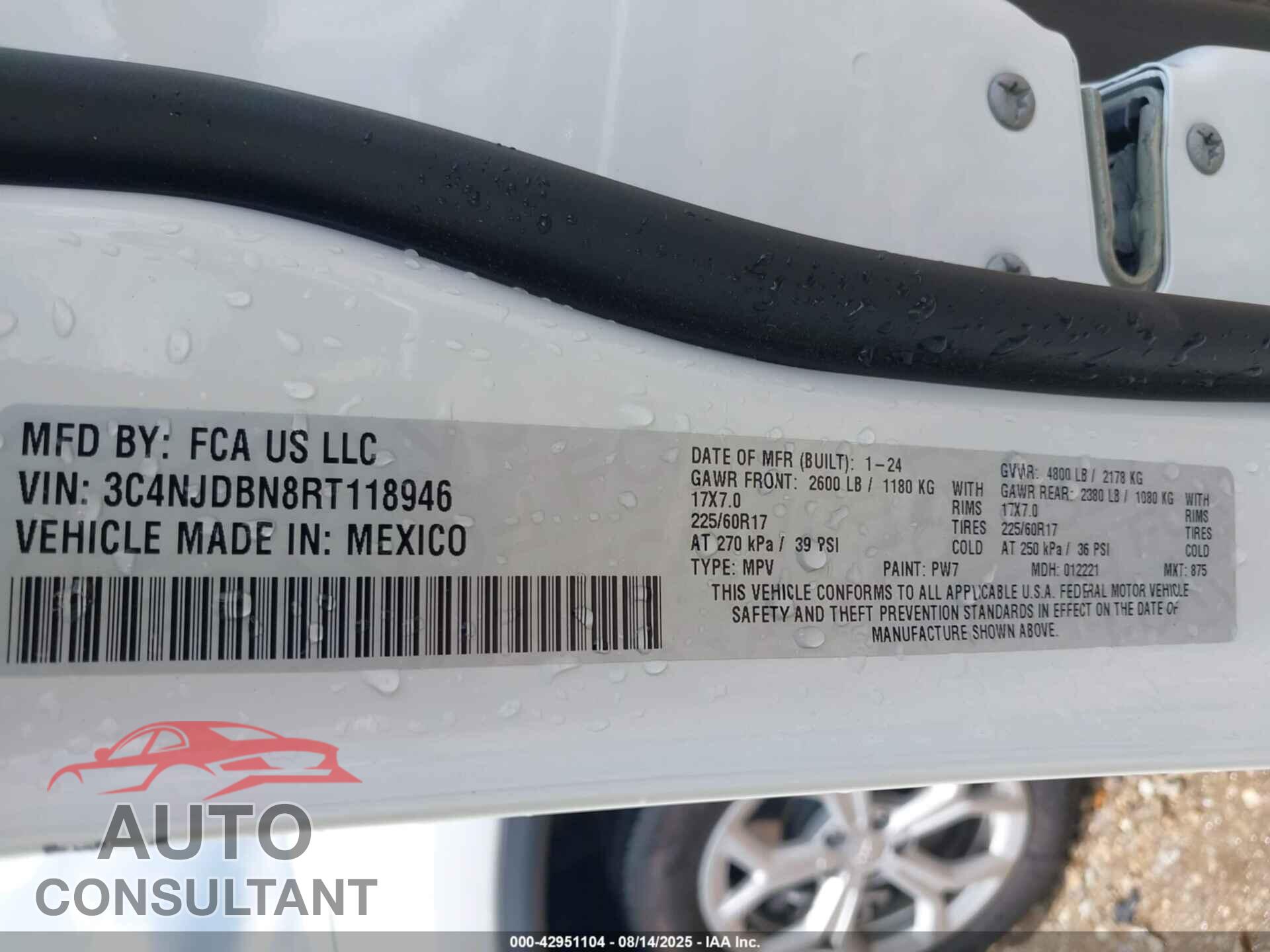 JEEP COMPASS 2024 - 3C4NJDBN8RT118946