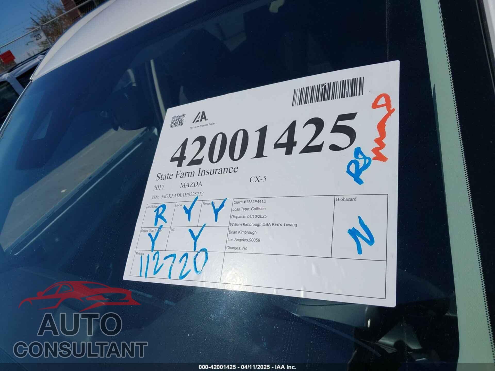 MAZDA CX-5 2017 - JM3KFADL1H0225712